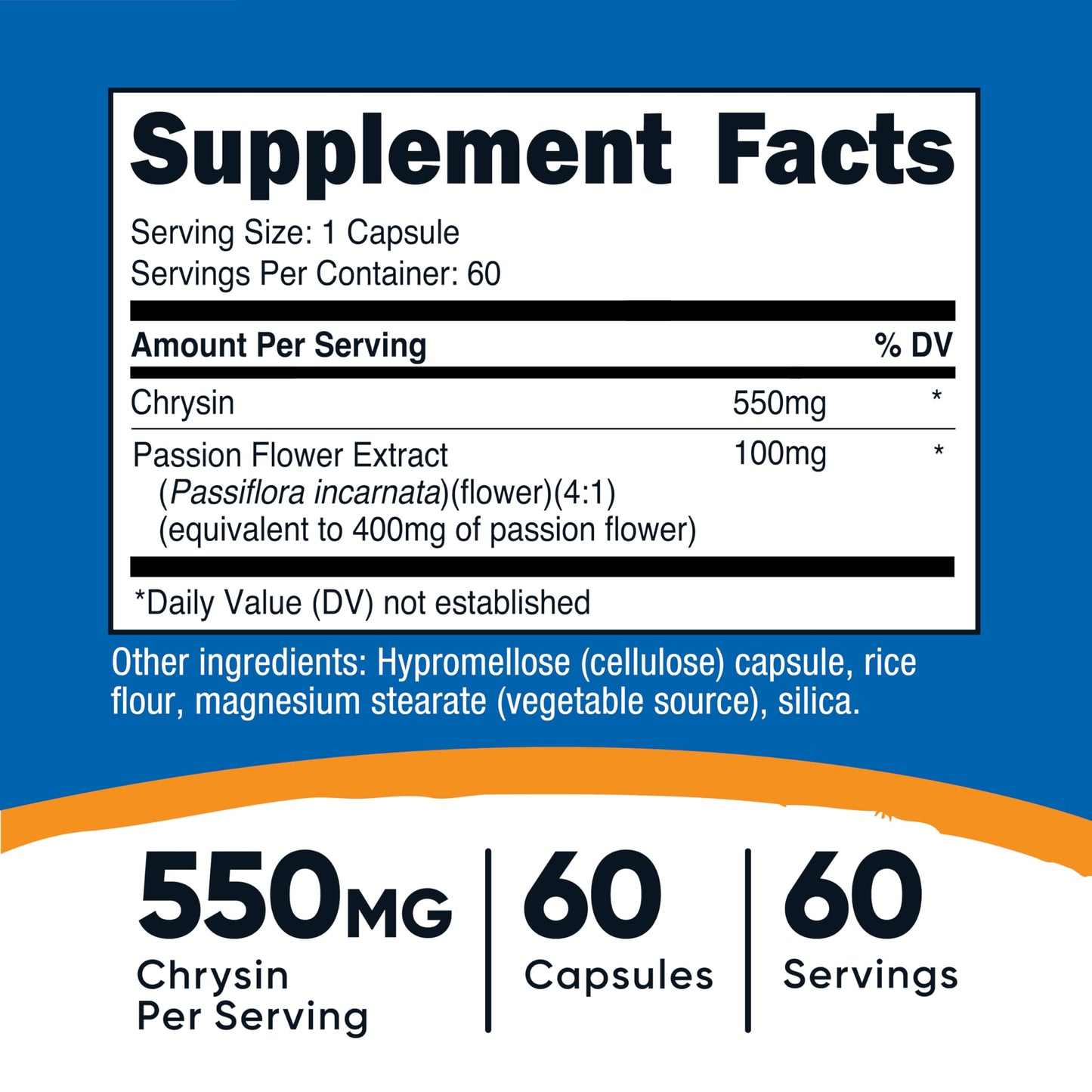 Nutricost Chrysin Supplement 550mg Capsule 60 Count