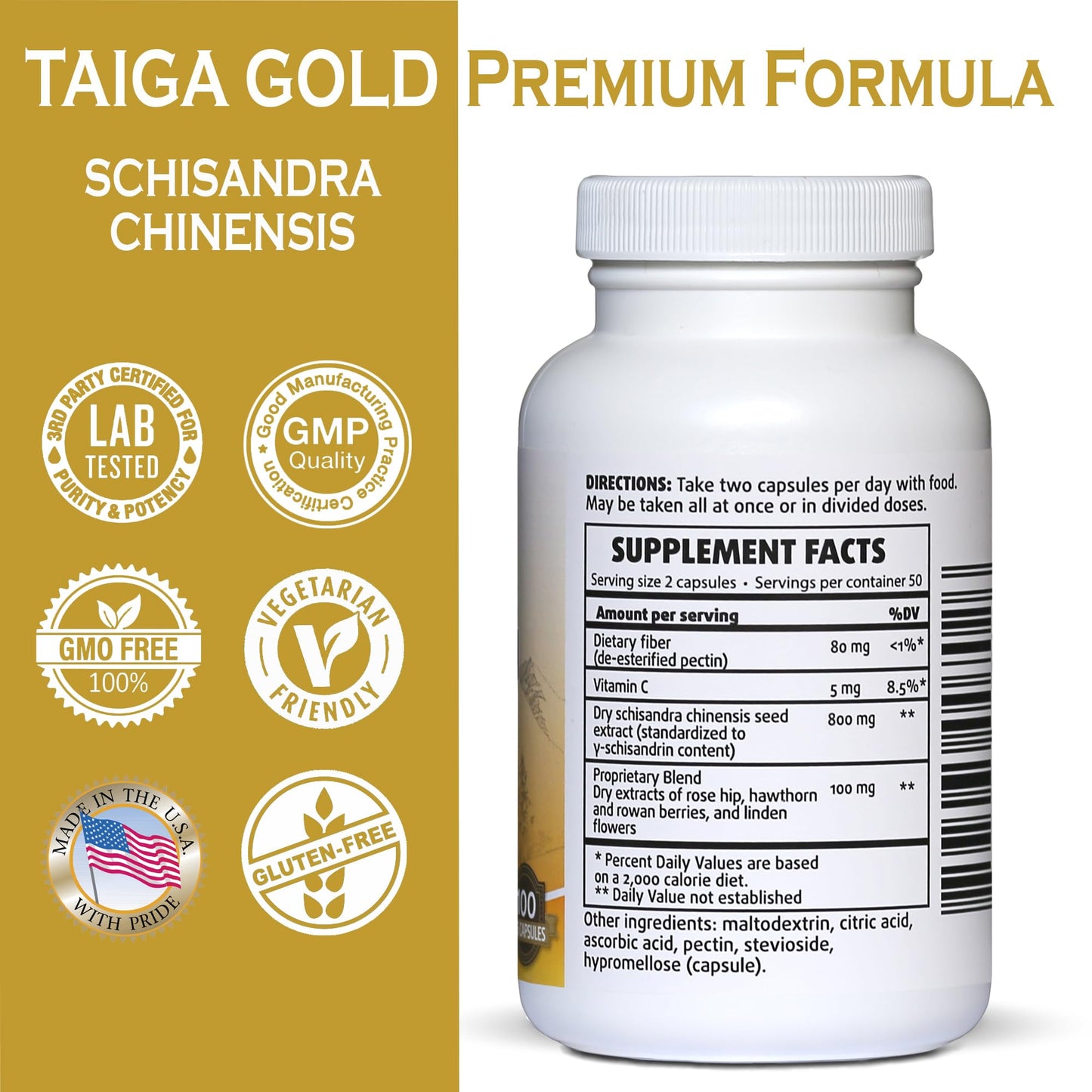 TAIGASEA Schisandra Chinese Herbal Extract Supplement for Mental Focus, Liver Support, and Immunity Boost, 100 Capsules