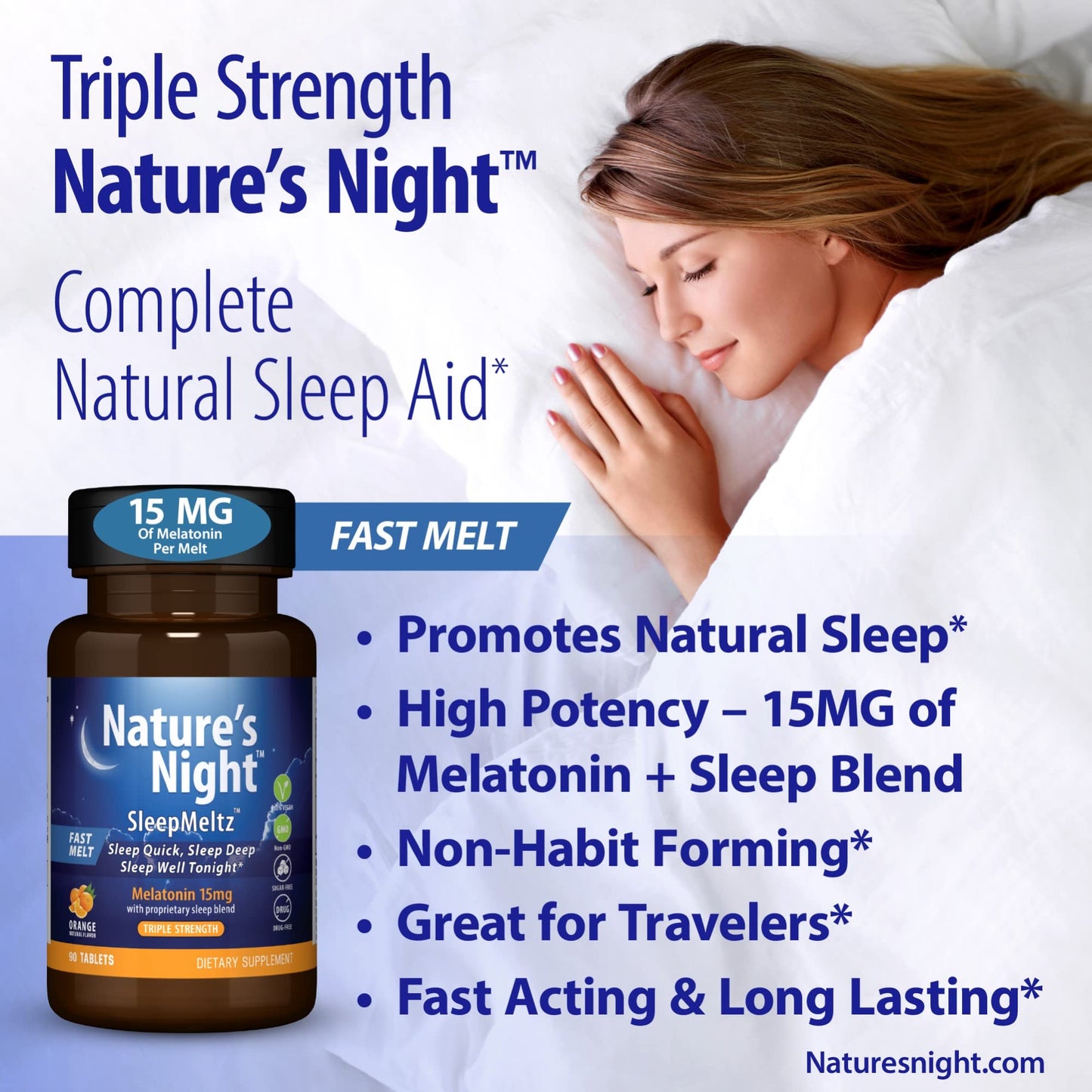Nature's Night Melatonin 15mg Fast Dissolve Tablet, 90 Count