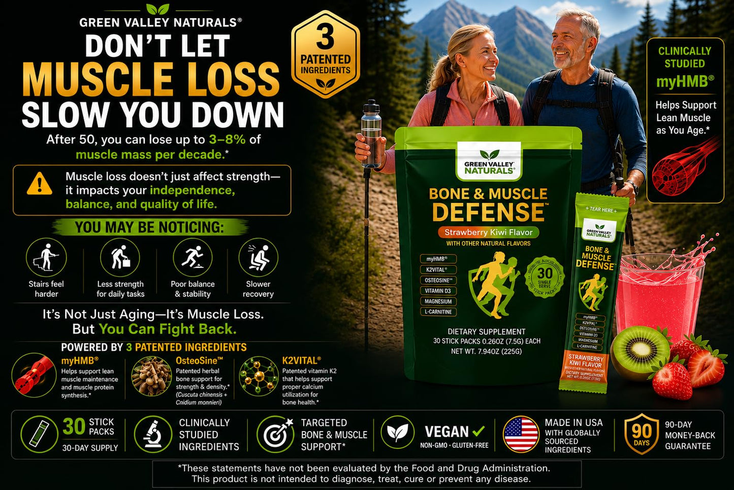 Green Valley Naturals Bone & Muscle Defense On-The-Go Stick Powder 7.9366 oz
