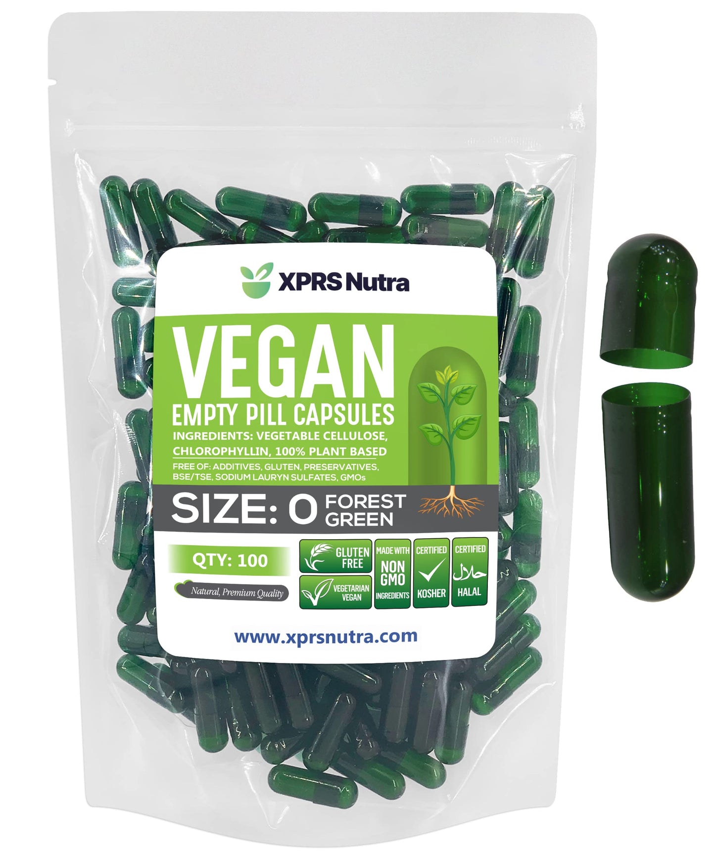 XPRS Nutra Size 0 Empty Vegan Capsules, 100 Count