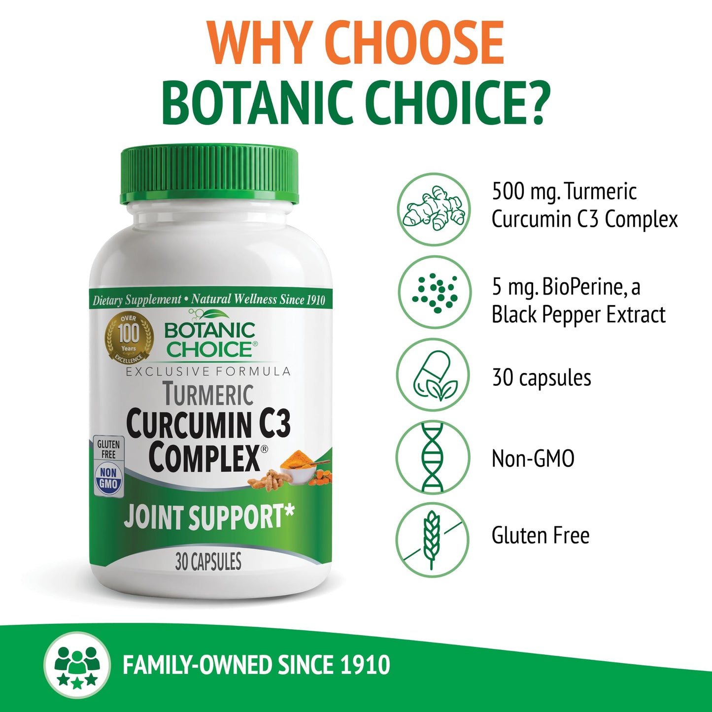 Botanic Choice Curcumin C3 Complex with Bioperine Capsules 30 Count
