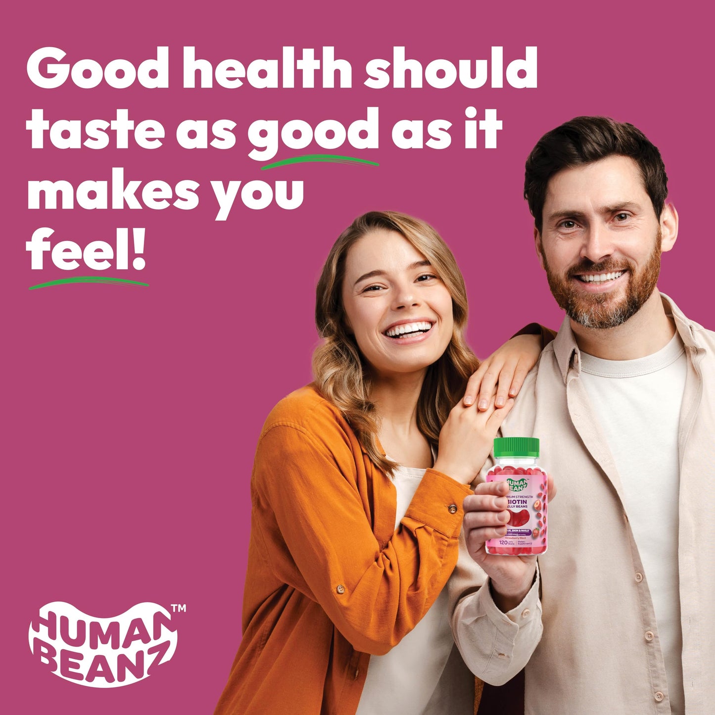 Human Beanz Biotin Jelly Bean Gummy Vitamins, 120 Count