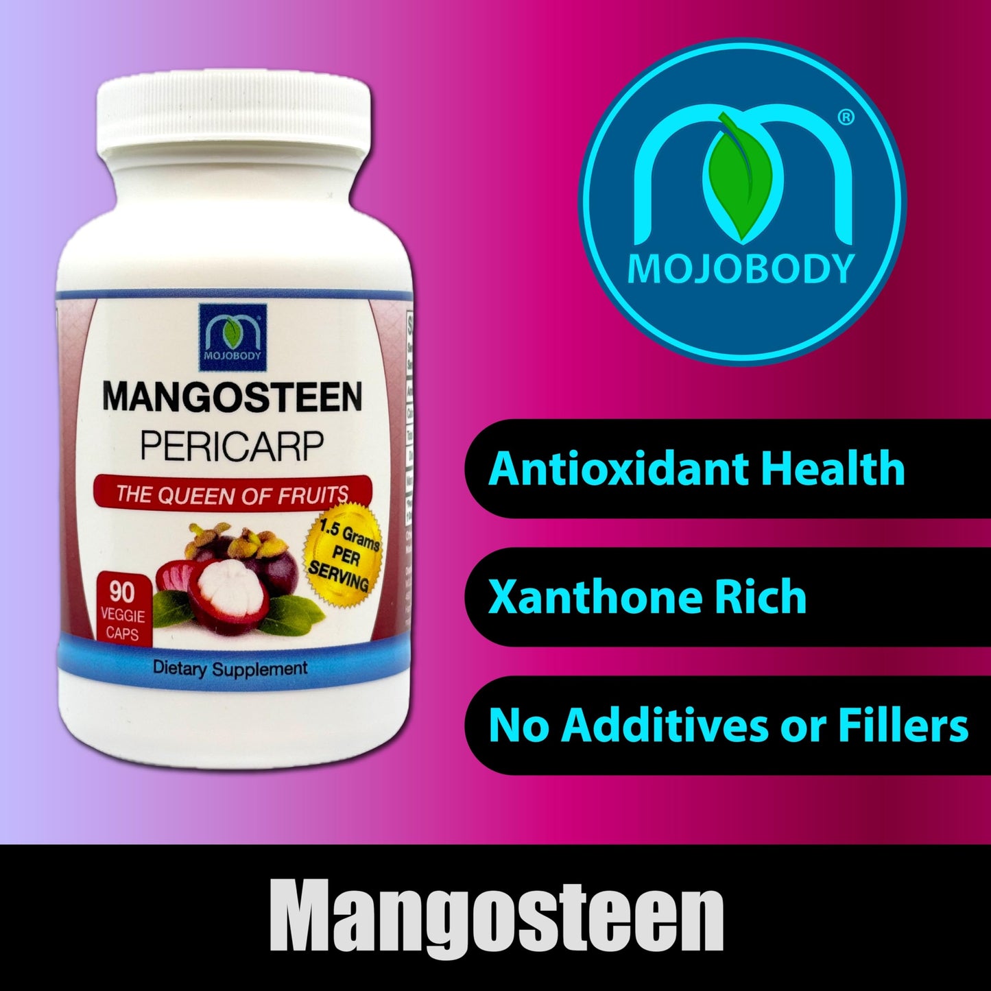 MOJObody Freeze Dried Mangosteen Pericarp Capsules, 90 Count