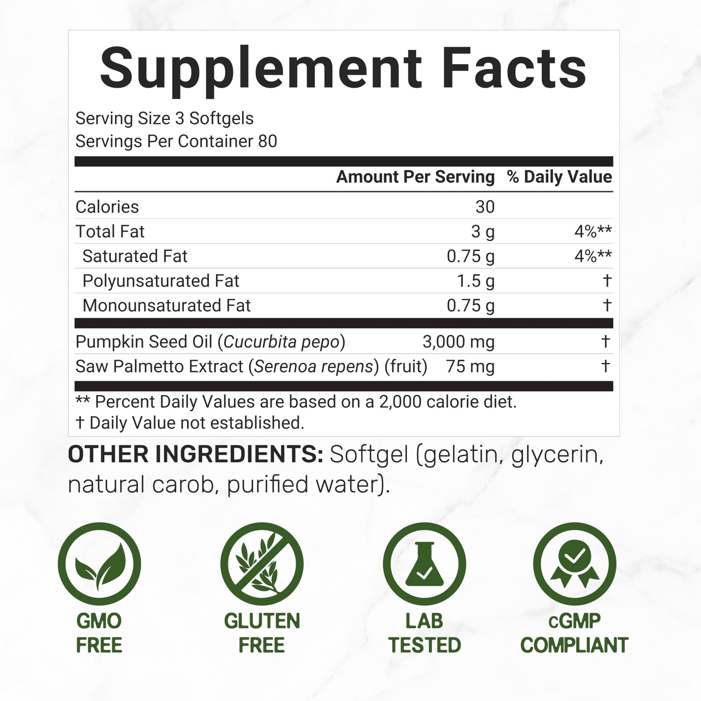 DEAL SUPPLEMENT Pumpkin Seed Oil 3,000mg with Saw Palmetto Softgel, 240 Softgels, Non-GMO