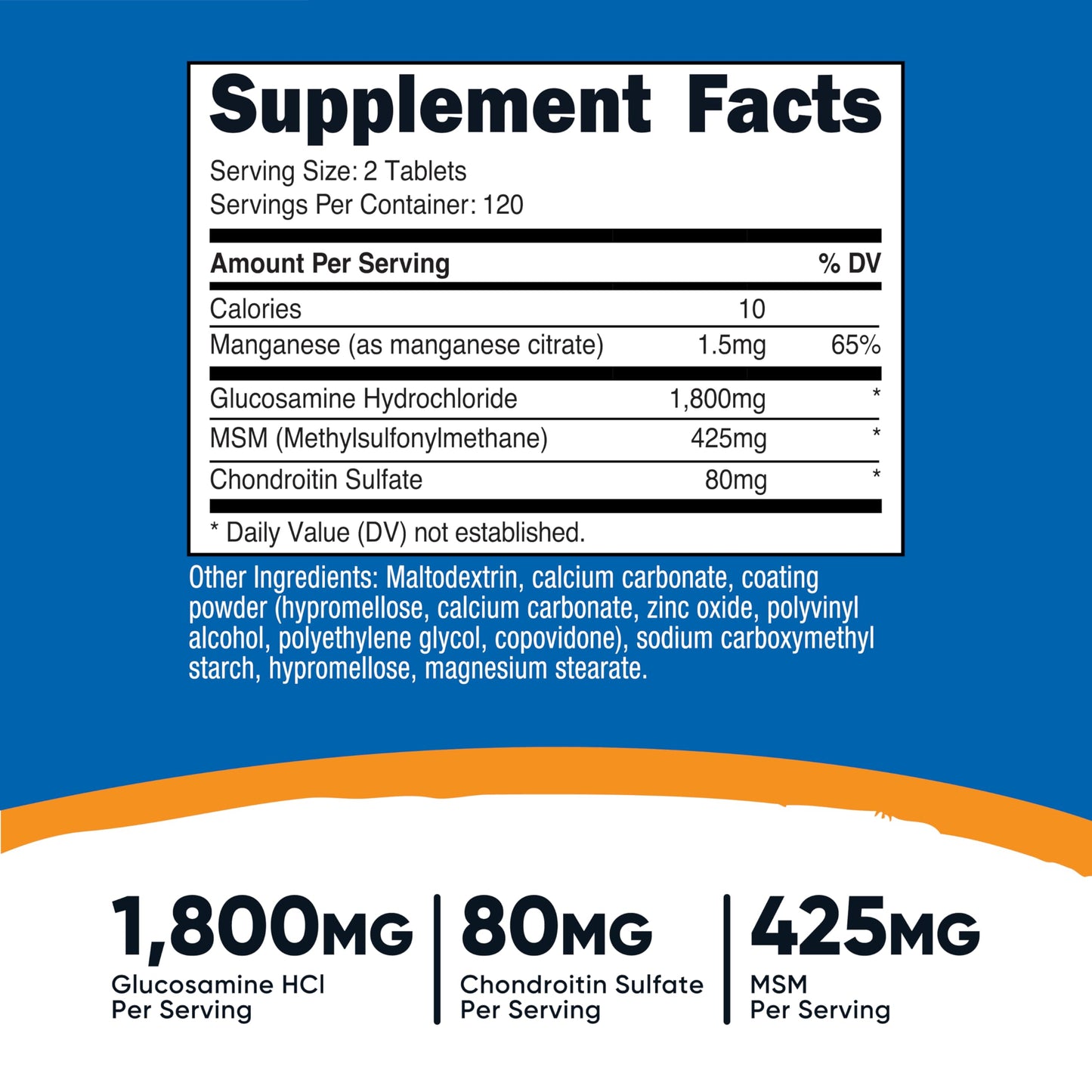 Nutricost Glucosamine 1800mg with Chondroitin & MSM Tablets, 240 Count