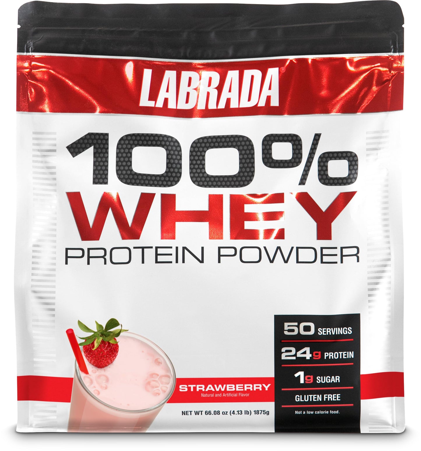 Labrada 100% Whey Protein Powder, Strawberry, 4.13 lb