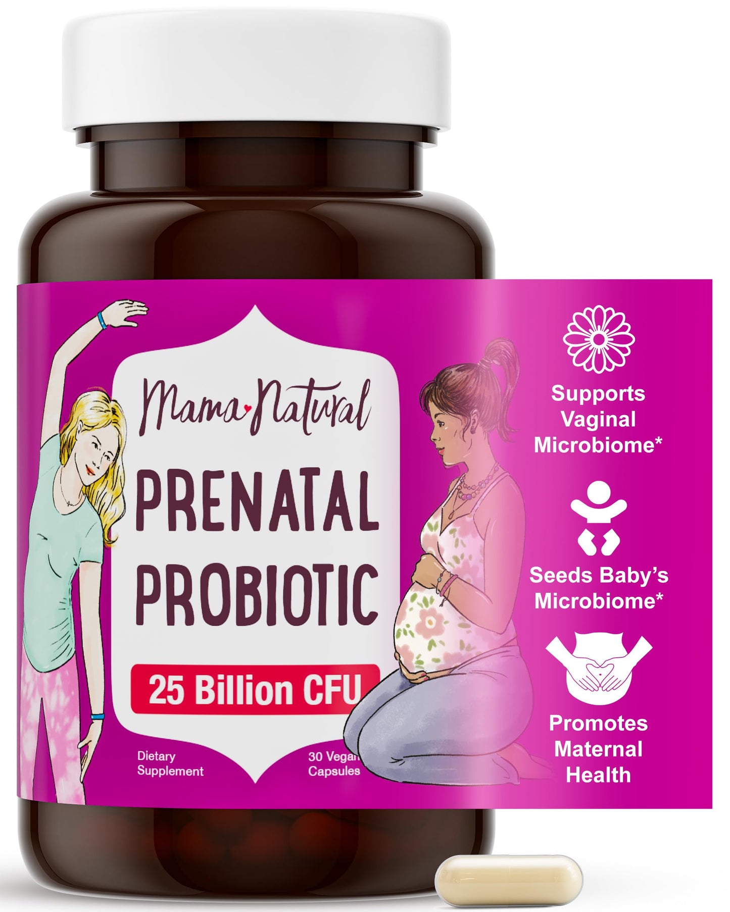 Mama Natural Prenatal Probiotics for Women – Gut & Immune Support for Pregnancy, Breastfeeding & Postpartum, Capsule, 1 Count