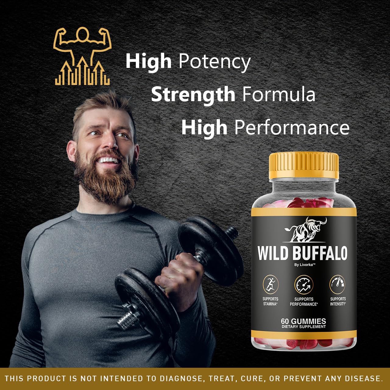 LIVORKA Wild Buffalo Gummies for Men, 60 Gummies