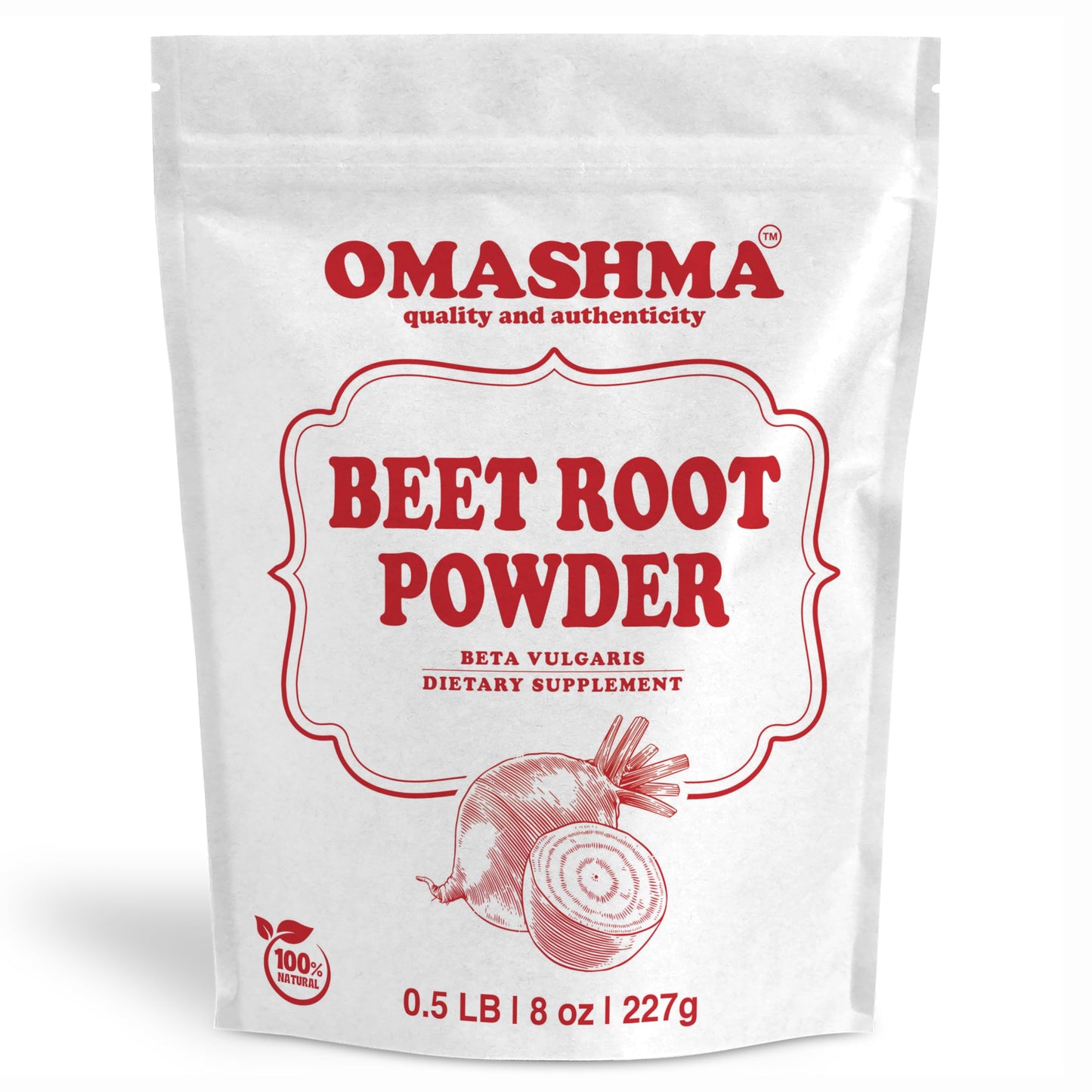 OMASHMA Organic Beet Root Powder Nitric Oxide Supplement for Heart Health, Vegan Beet Juice Superfood, Gluten Free Non-GMO, 8 Ounce