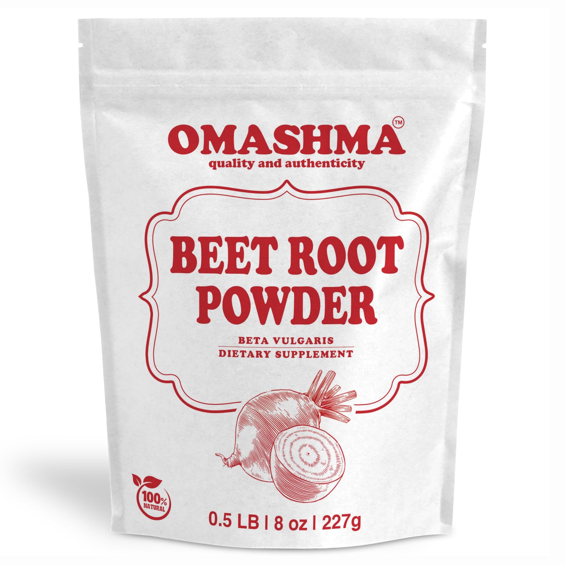 OMASHMA Organic Beet Root Powder Nitric Oxide Supplement for Heart Health, Vegan Beet Juice Superfood, Gluten Free Non-GMO, 8 Ounce