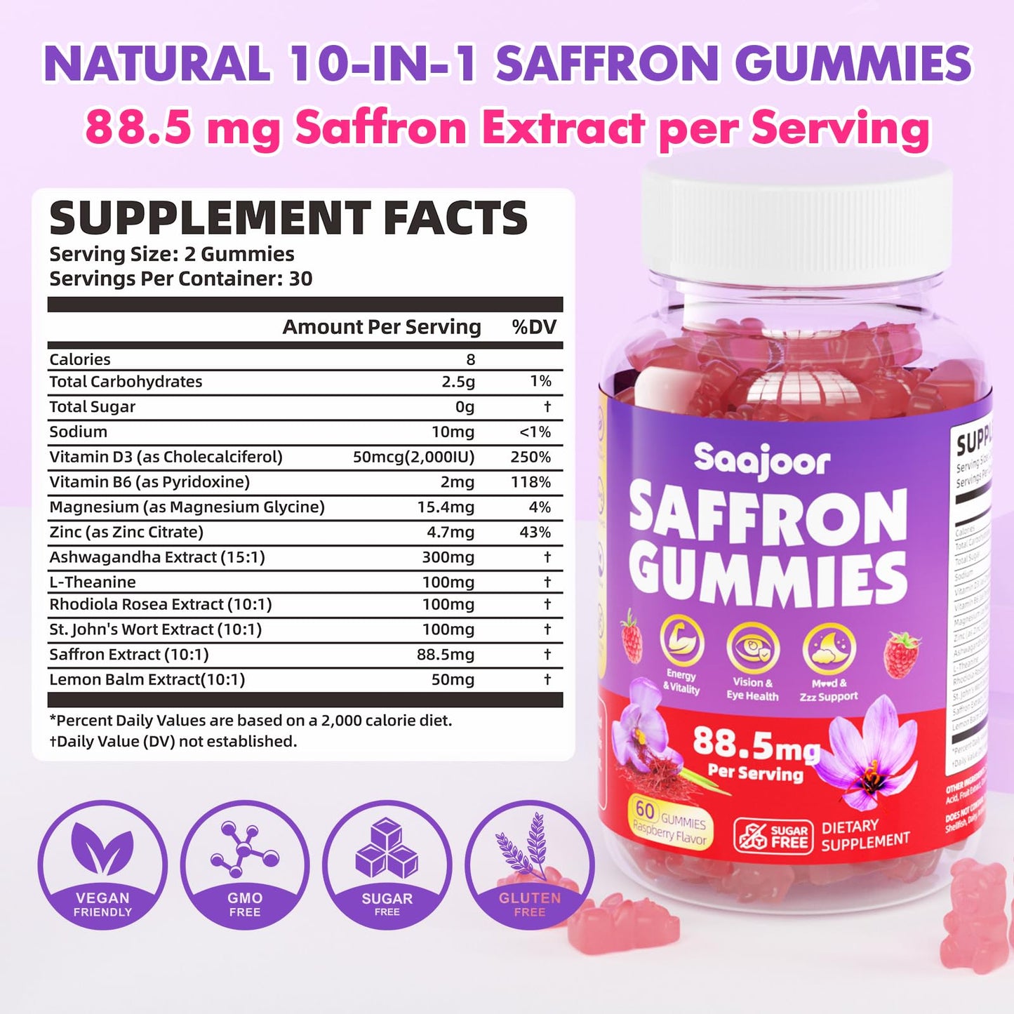 Saajoor Saffron Gummies 60 Gummies