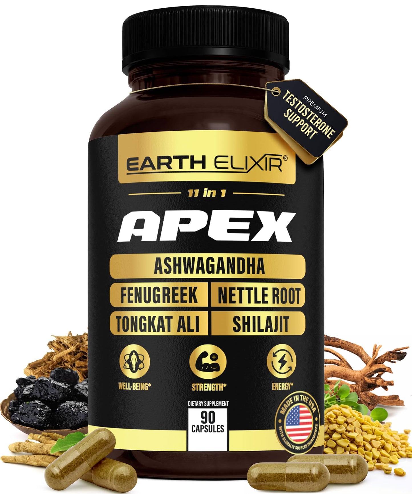 Earth Elixir Apex Testosterone Supplement for Men Capsule, 90 Capsules