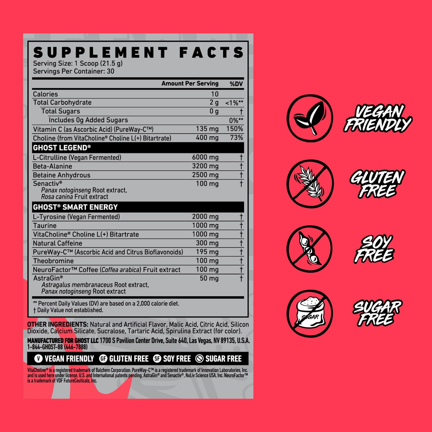 GHOST Legend Pre-Workout Powder 22.8 Servings