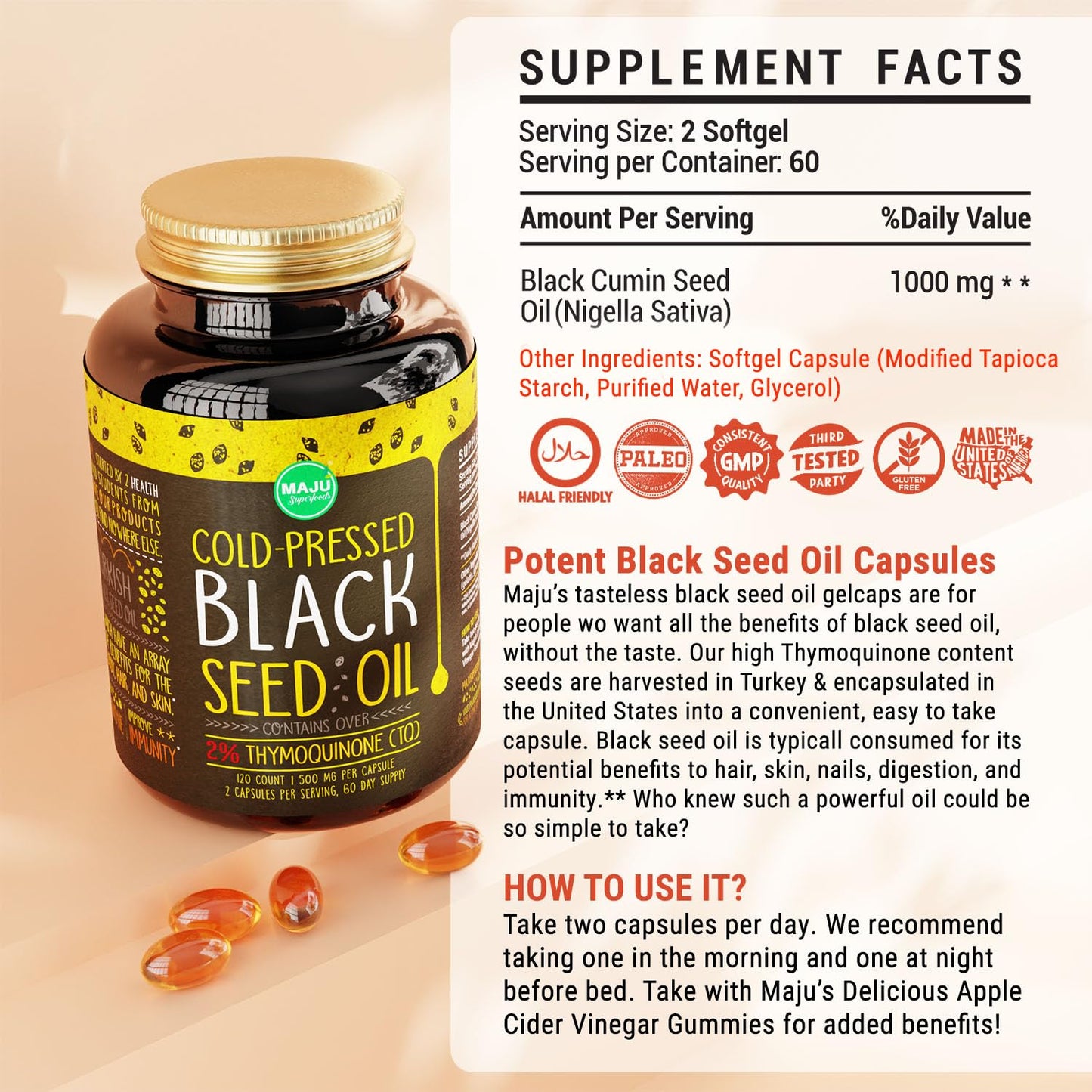 Maju Superfoods Black Seed Oil Capsules