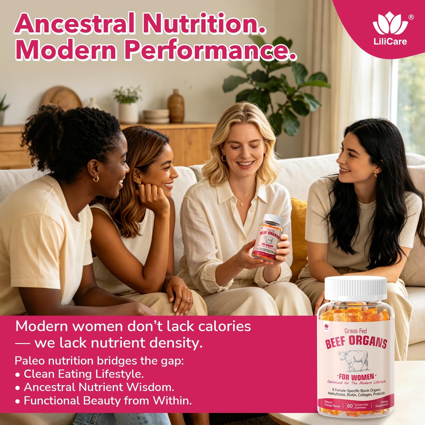 LILICARE Beef Organ Supplement for Women Gummies 120