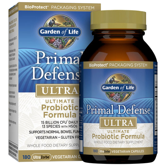 Garden of Life Probiotics for Digestive Health and Gut Health Balance Primal Defense Ultra Ultimate Formula 180 Capsules