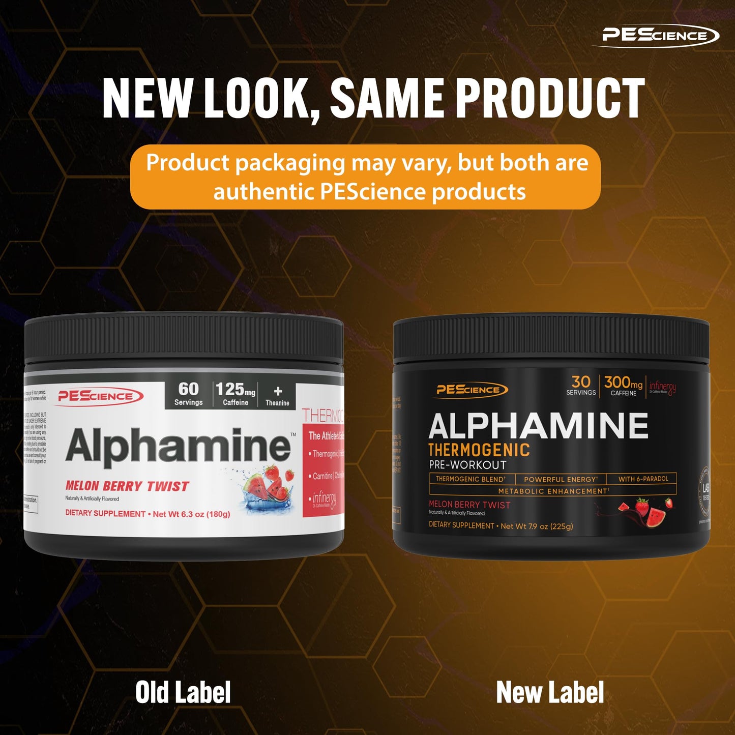 PEScience Alphamine Thermogenic Pre-Workout Energy Powder with L-Carnitine, Melon Berry Twist, 60 Scoops