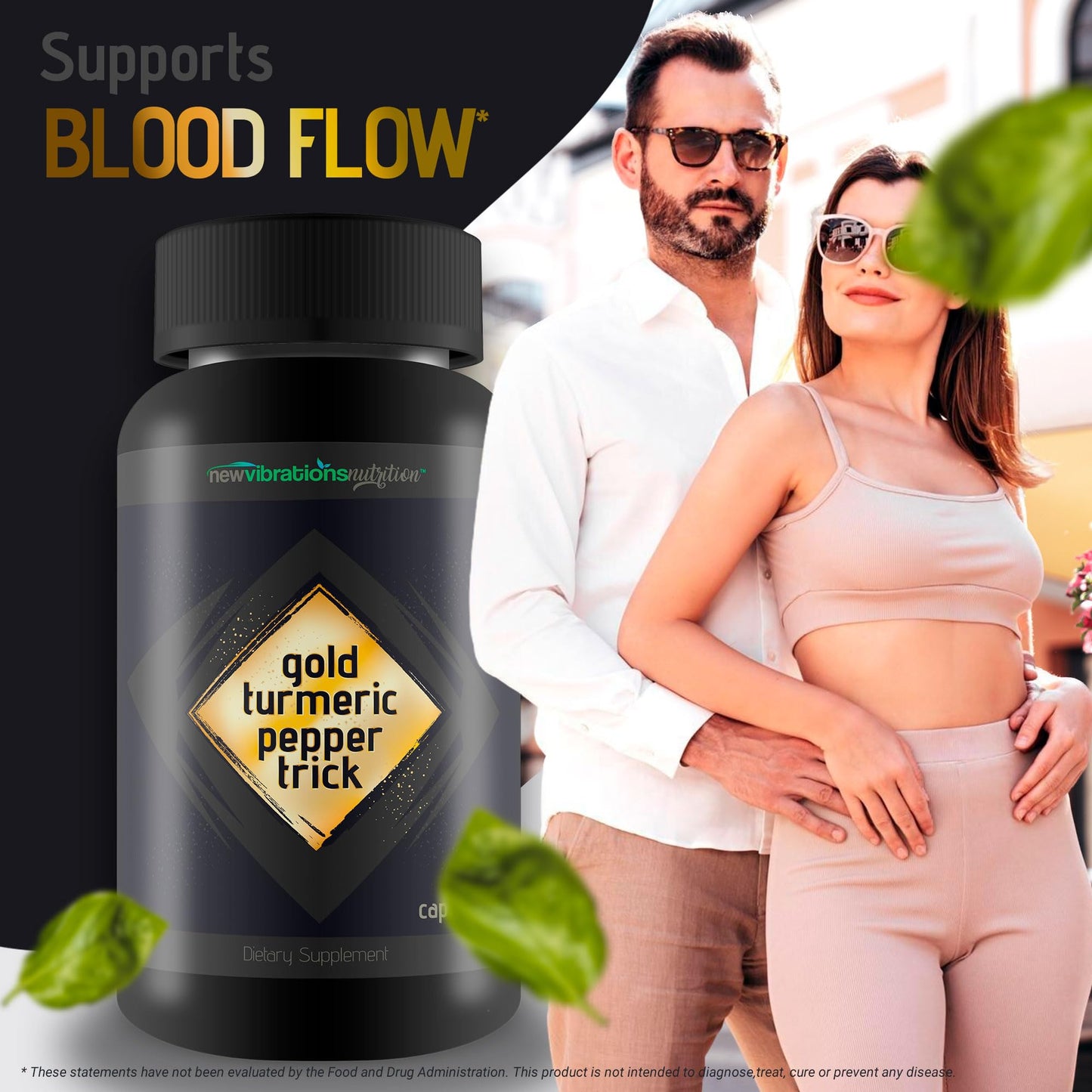 New Vibrations Nutrition Gold Turmeric Pepper Trick Capsules 90 Count