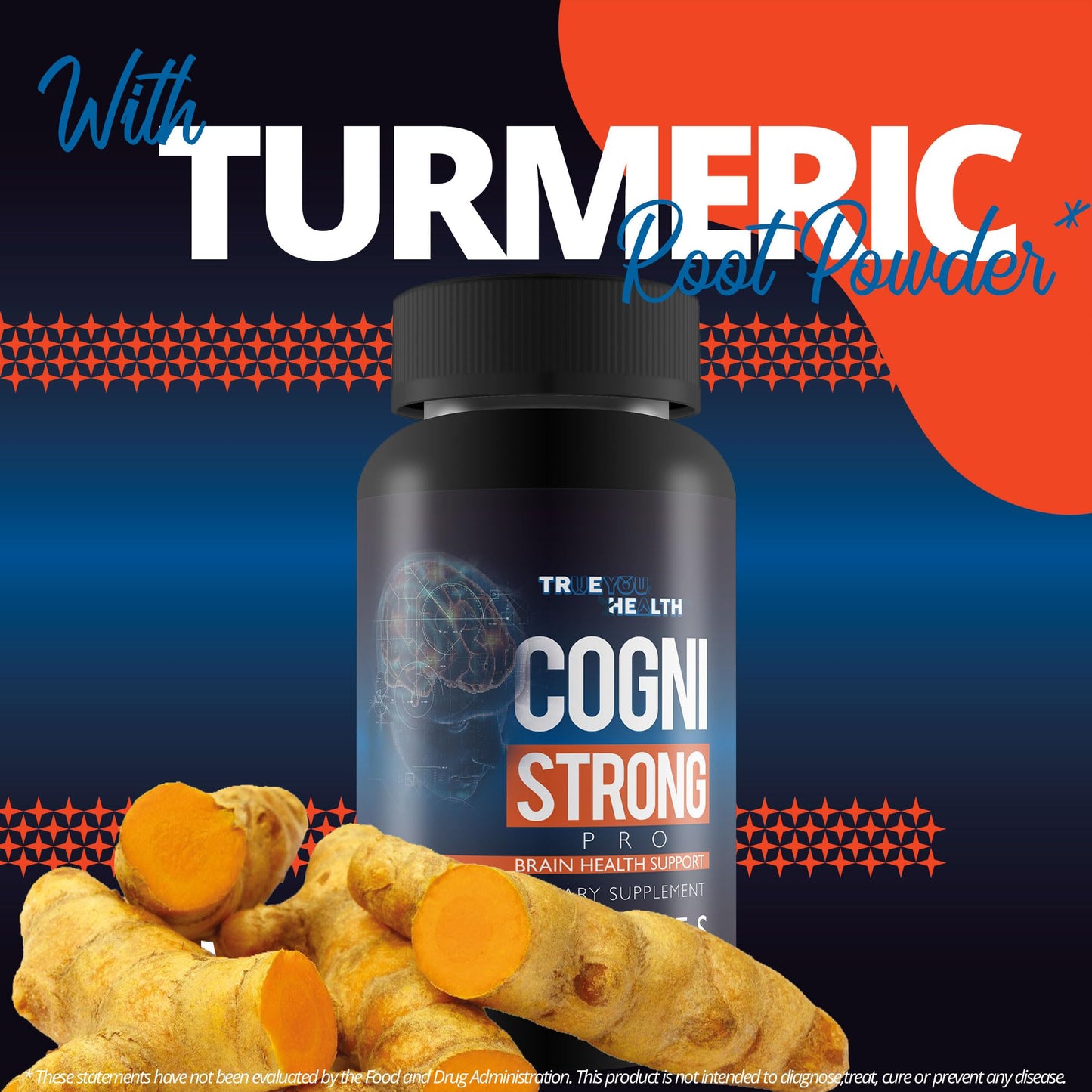 True You Health Cogni Strong Pro - Brain Health Support Supplement for Memory, Focus, Clarity, & Mood - Brain Health Supplements for Adults with Ginseng, Turmeric, Green Tea, & Vitamin D - Nootropic Brain Booster Capsule, 1