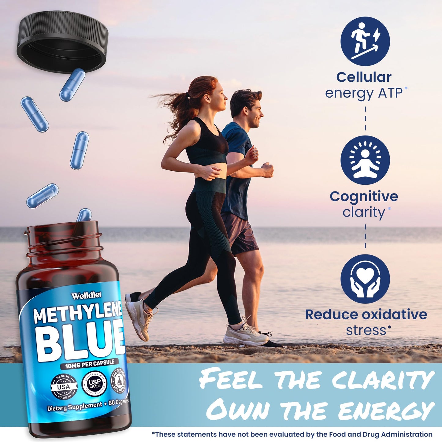 Welldiet Methylene Blue 10mg Capsules, 60 Count