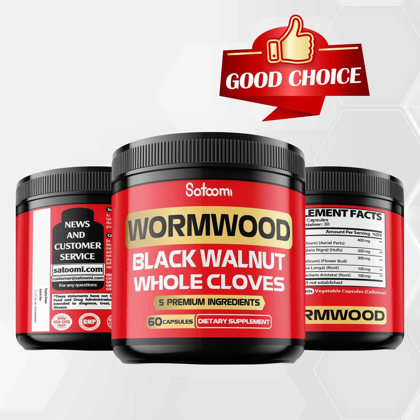 Satoomi 5 in 1 Wormwood Capsules Supplement, 60 Capsules