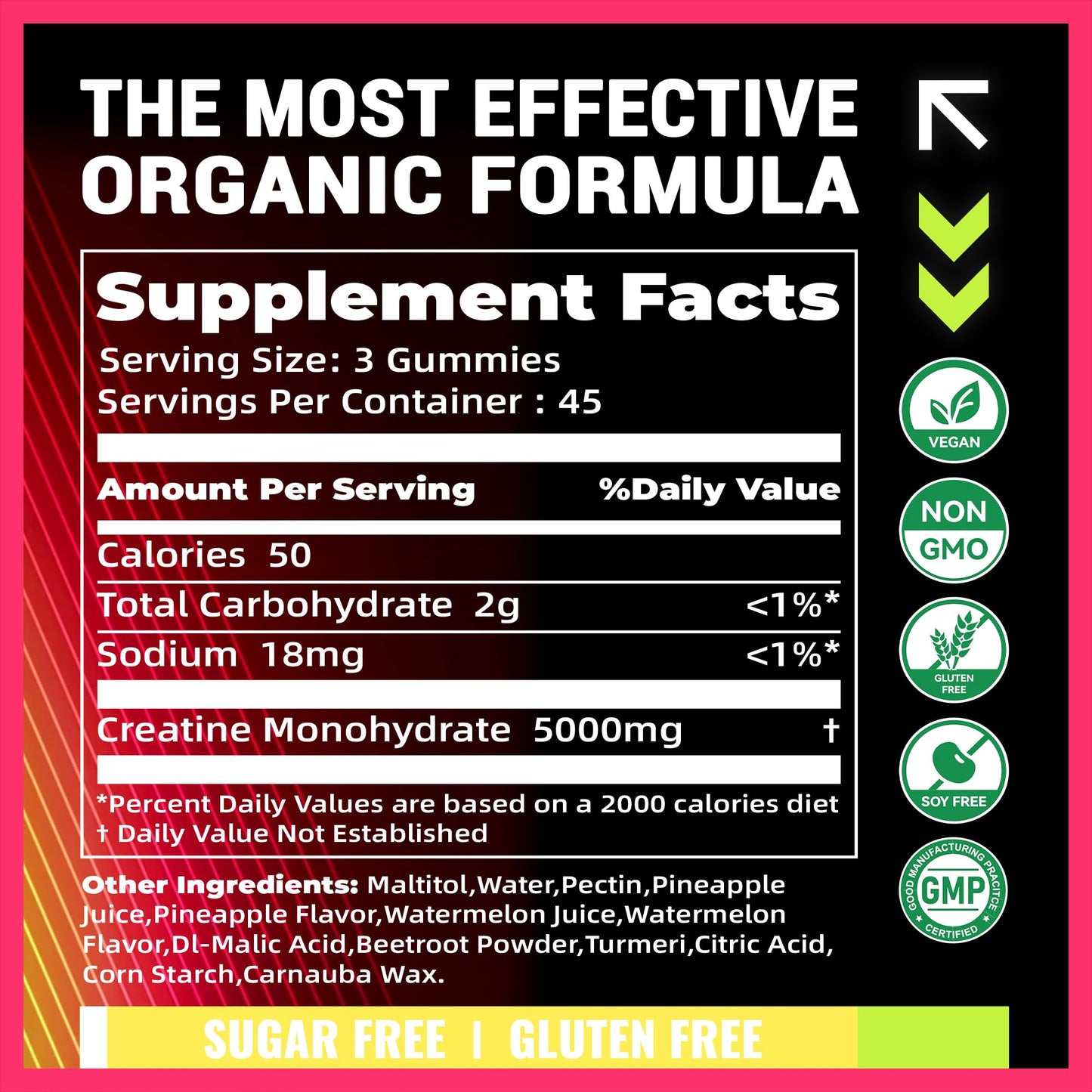 PURESTVITS Creatine Gummy Pineapple Watermelon 135 Count