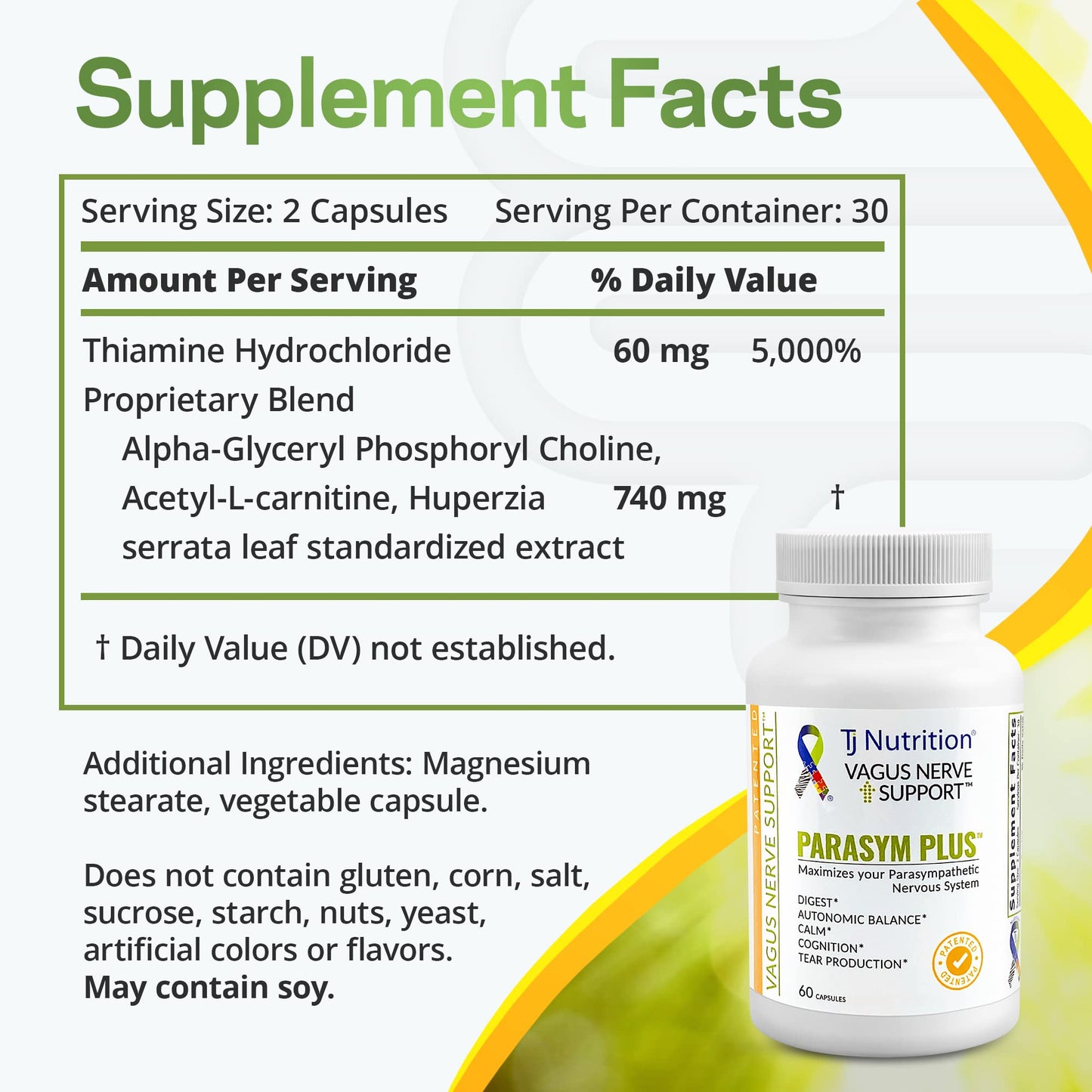 TJ Nutrition Parasym Plus Vagus Nerve Support, 60 Capsules