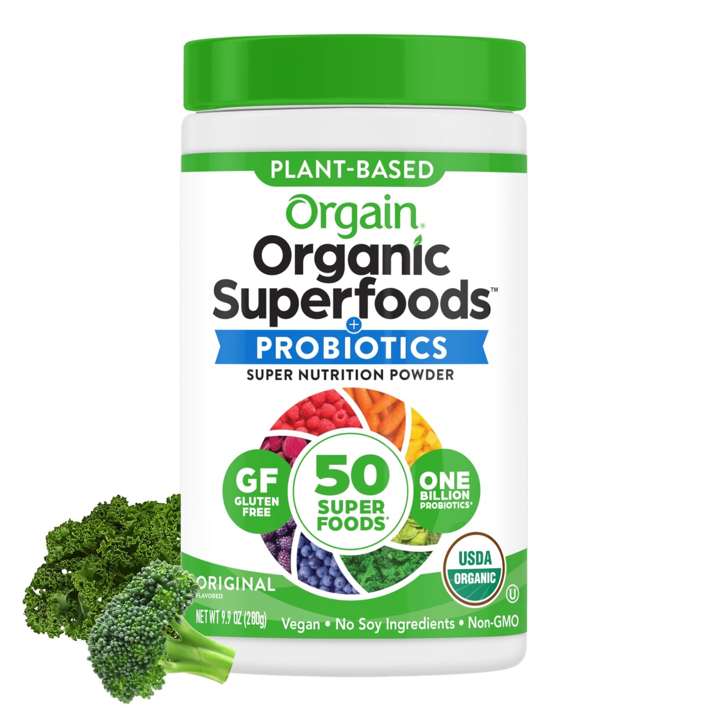 Orgain Organic Greens Powder 50 Superfoods + Probiotics, 9.9 Ounce