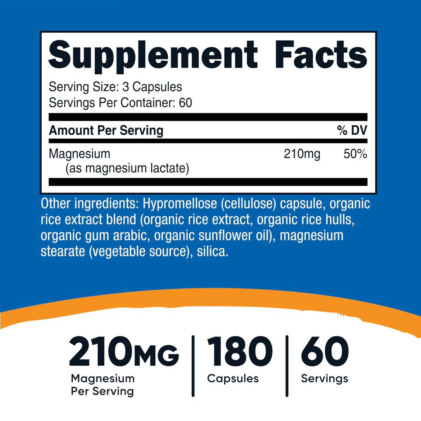 Nutricost Magnesium Lactate (210mg) 180 Capsules