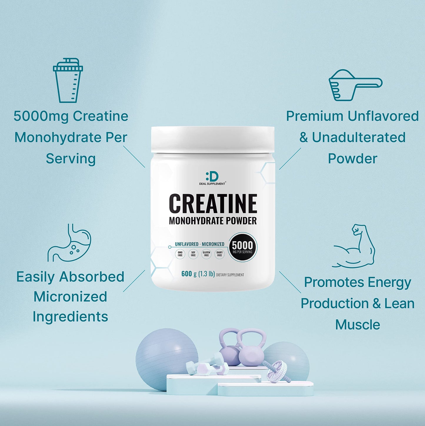 DEAL SUPPLEMENT Micronized Creatine Monohydrate Powder 21.2 oz