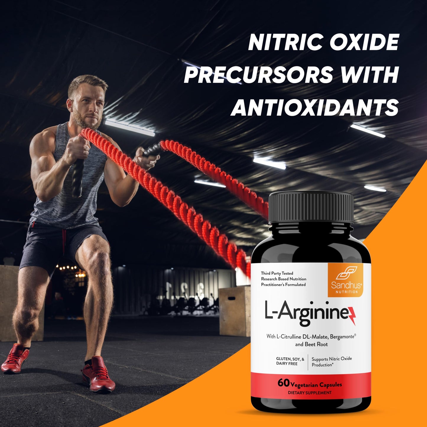 Sandhu's L-Arginine with Nitric Oxide Precursor Capsules, 60 Count