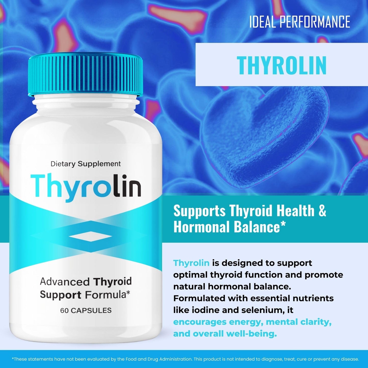 IDEAL PERFORMANCE Thyrolin Thyroid Support Capsules 60 Count