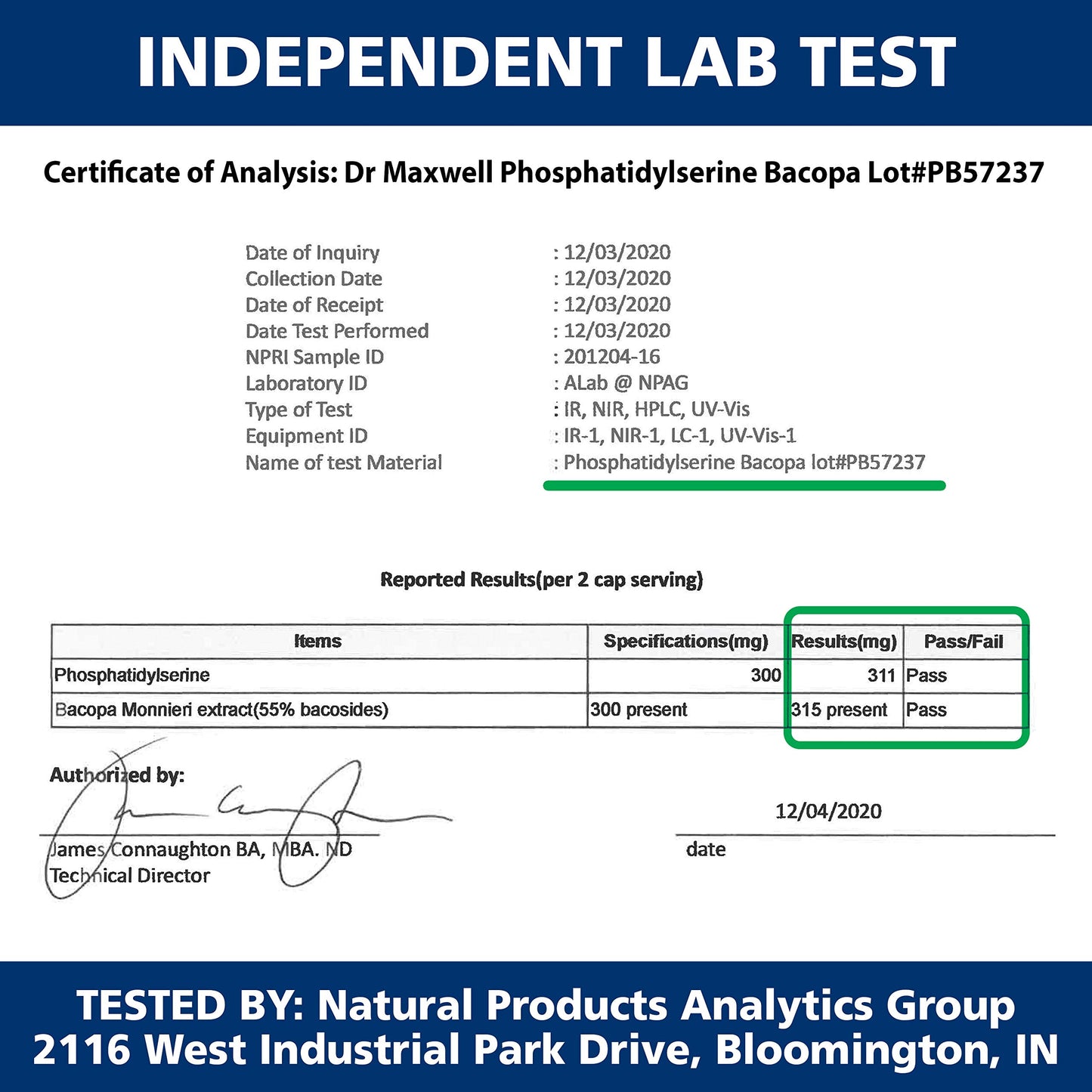 Dr. Maxwell Phosphatidylserine & Bacopa Monnieri Capsules 120