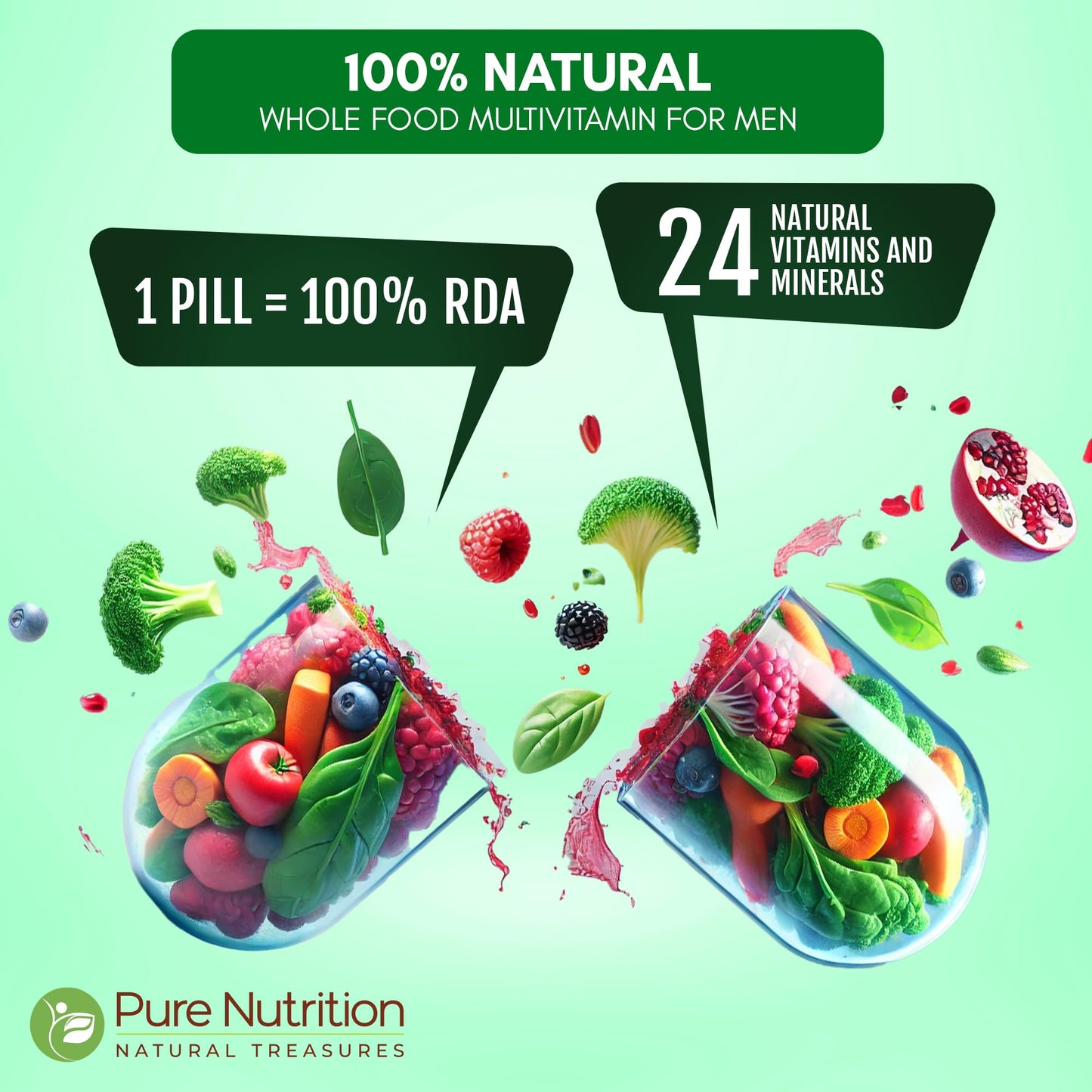 PURE NUTRITION NATURAL TREASURES Whole Food Multivitamins for Men 90 Tablets