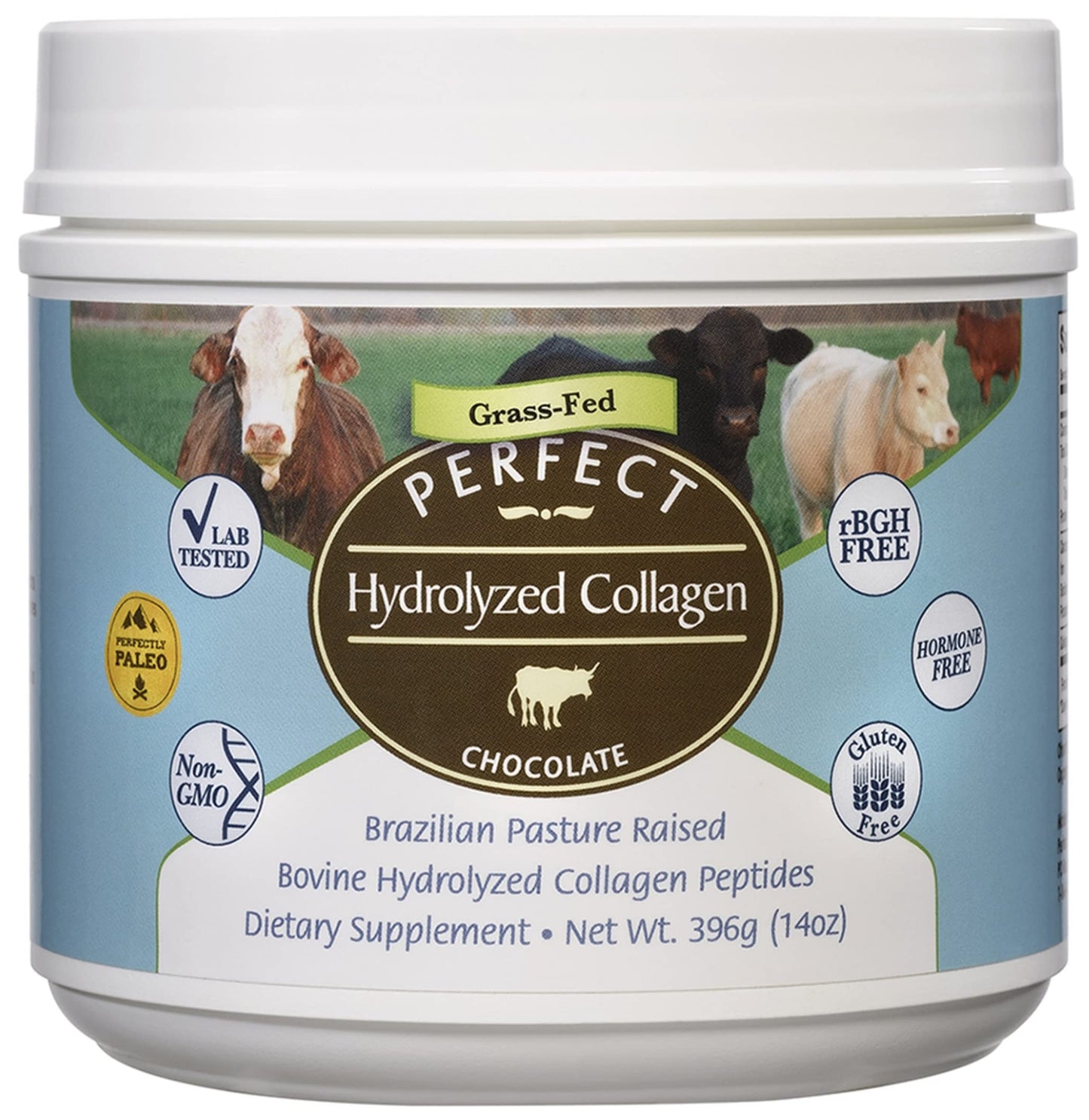 Perfect Supplements Hydrolyzed Collagen Peptides Chocolate Powder 14 oz