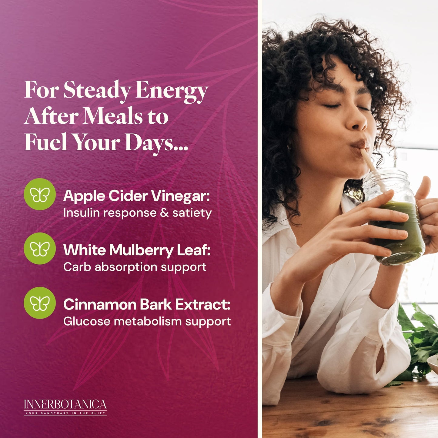 Inner Botanica Indulge Apple Cider Vinegar Capsules with Cinnamon, Fenugreek & Bitter Melon – Digestive & Perimenopause Support, 60 Capsules