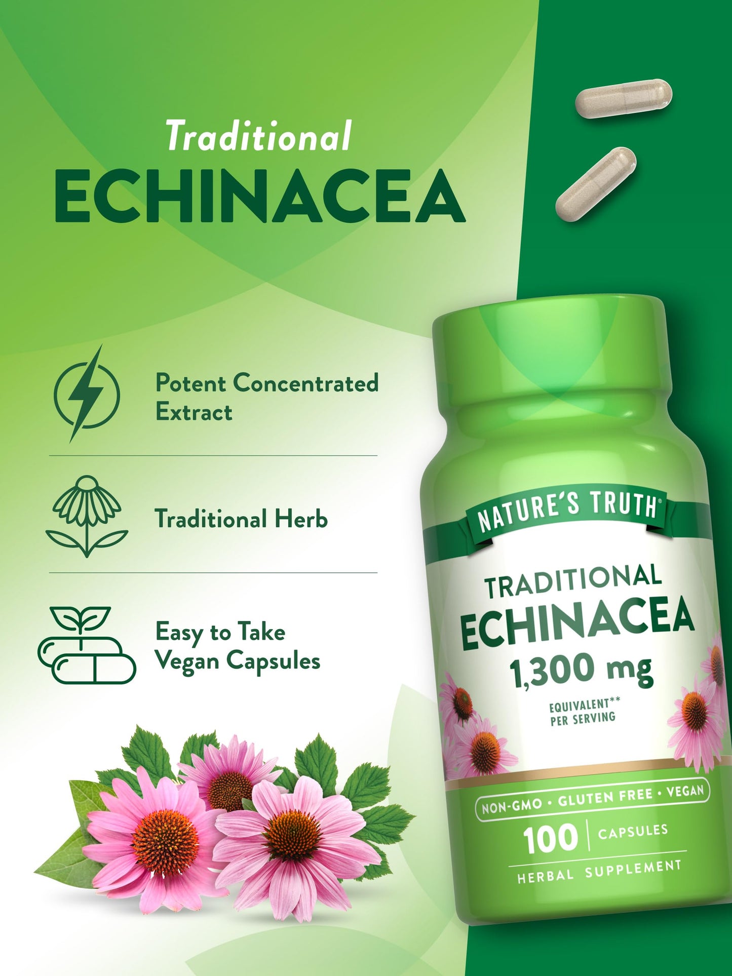 Nature's Truth Echinacea Extract Capsules 100 Count