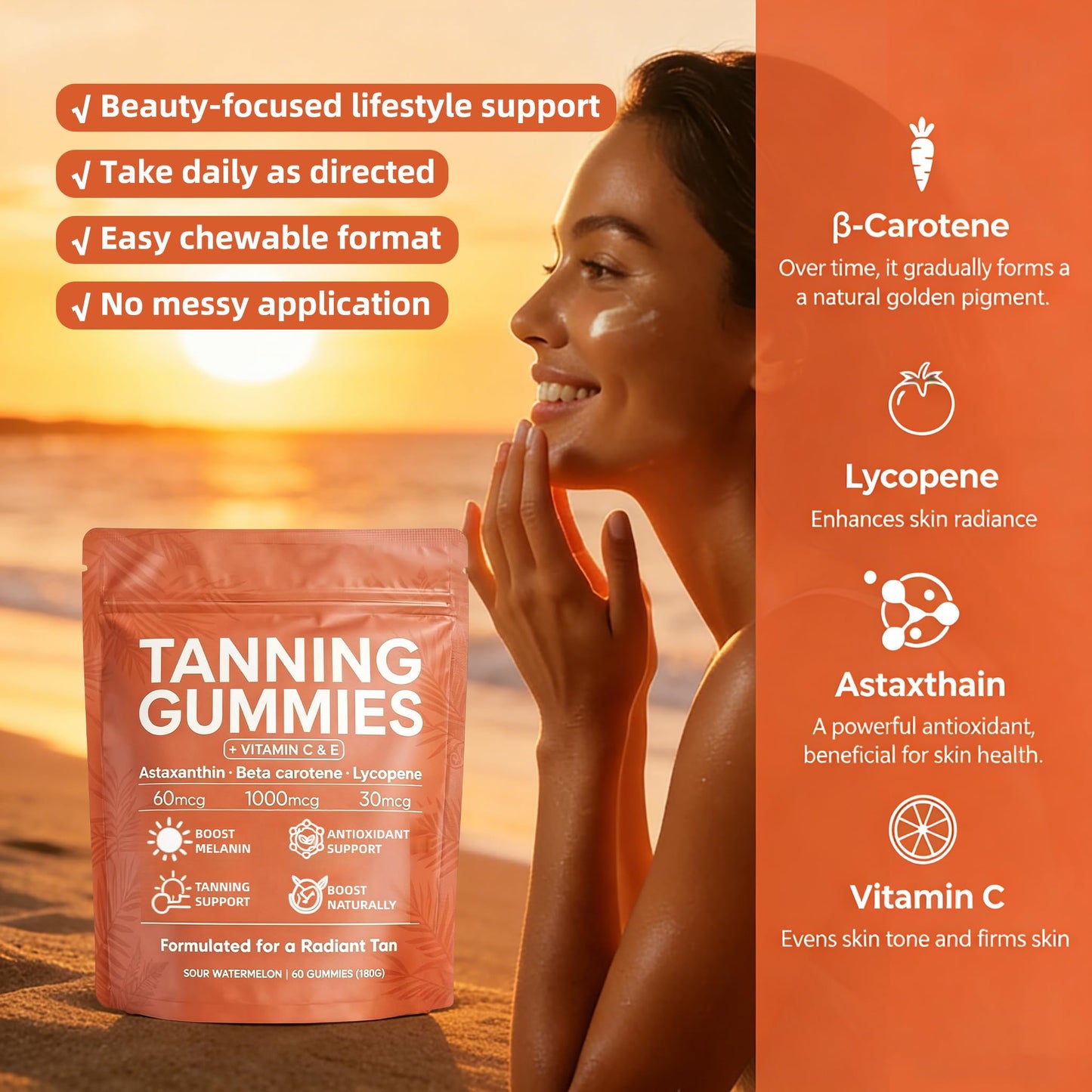 POSOJPIP Skin Tanning Gummies 1 Count