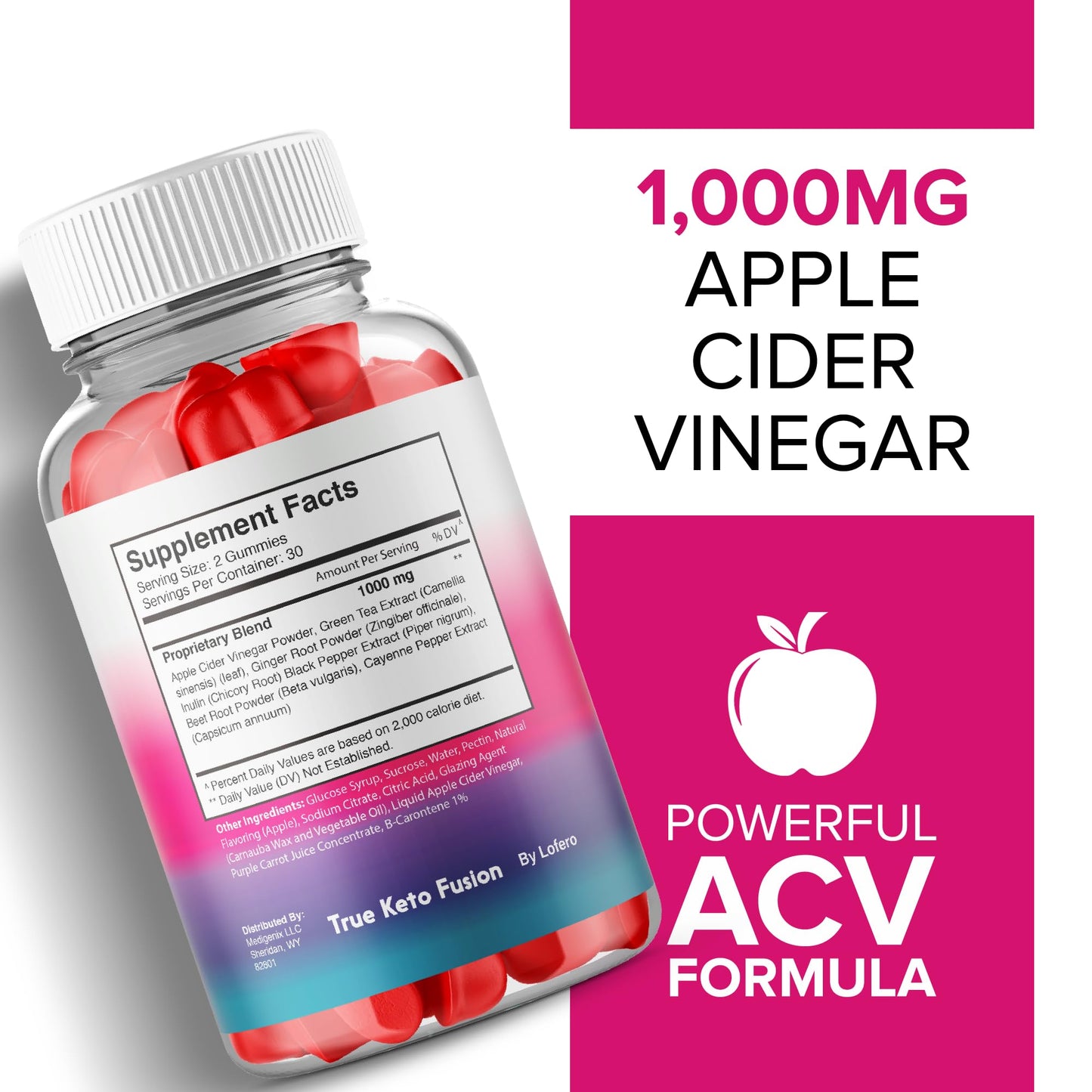 Lofero True Keto Fusion Gummies Apple Cider Vinegar Advanced Formula Gummy 300 ct