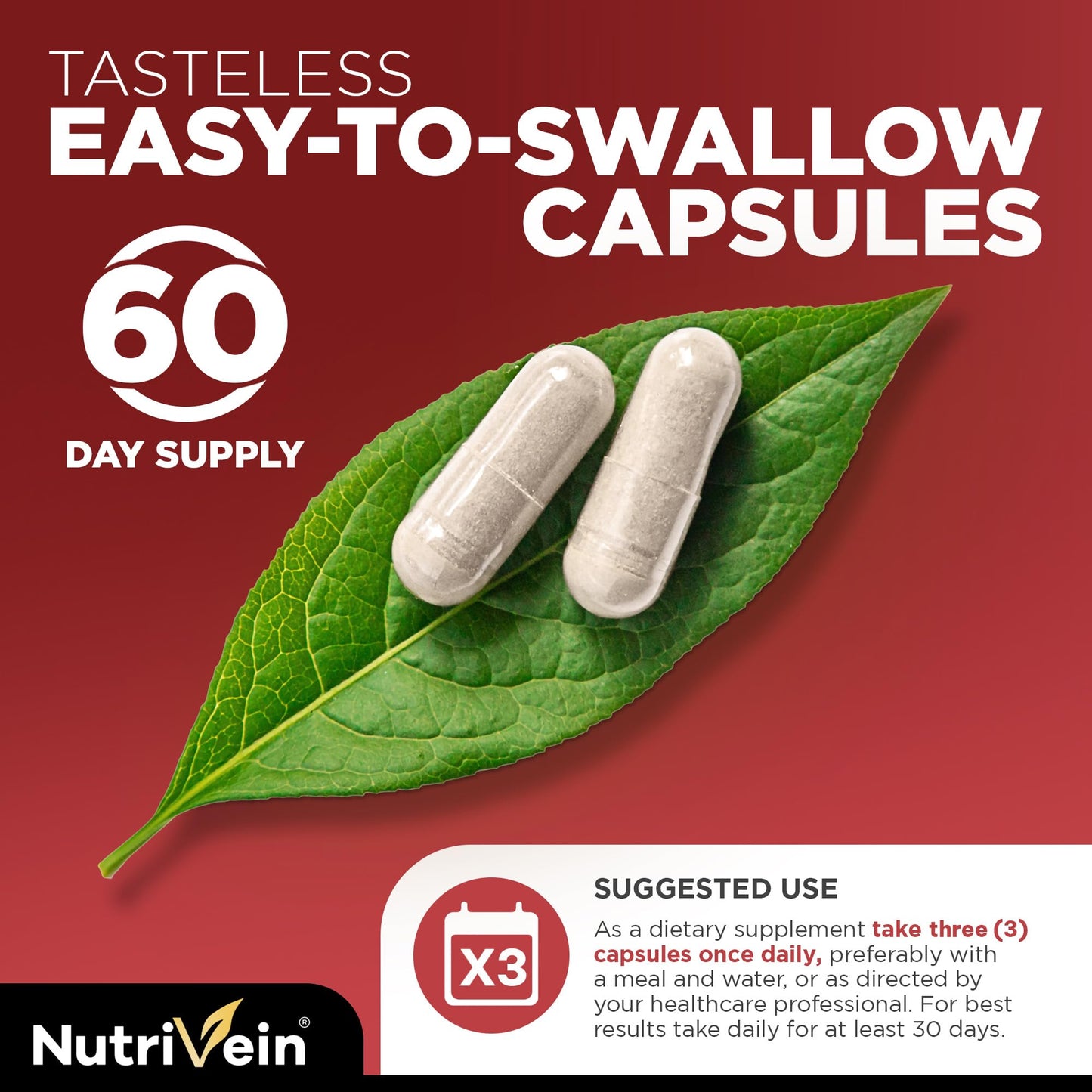Nutrivein Korean Red Panax Ginseng 1600 mg Capsules, 120 Count