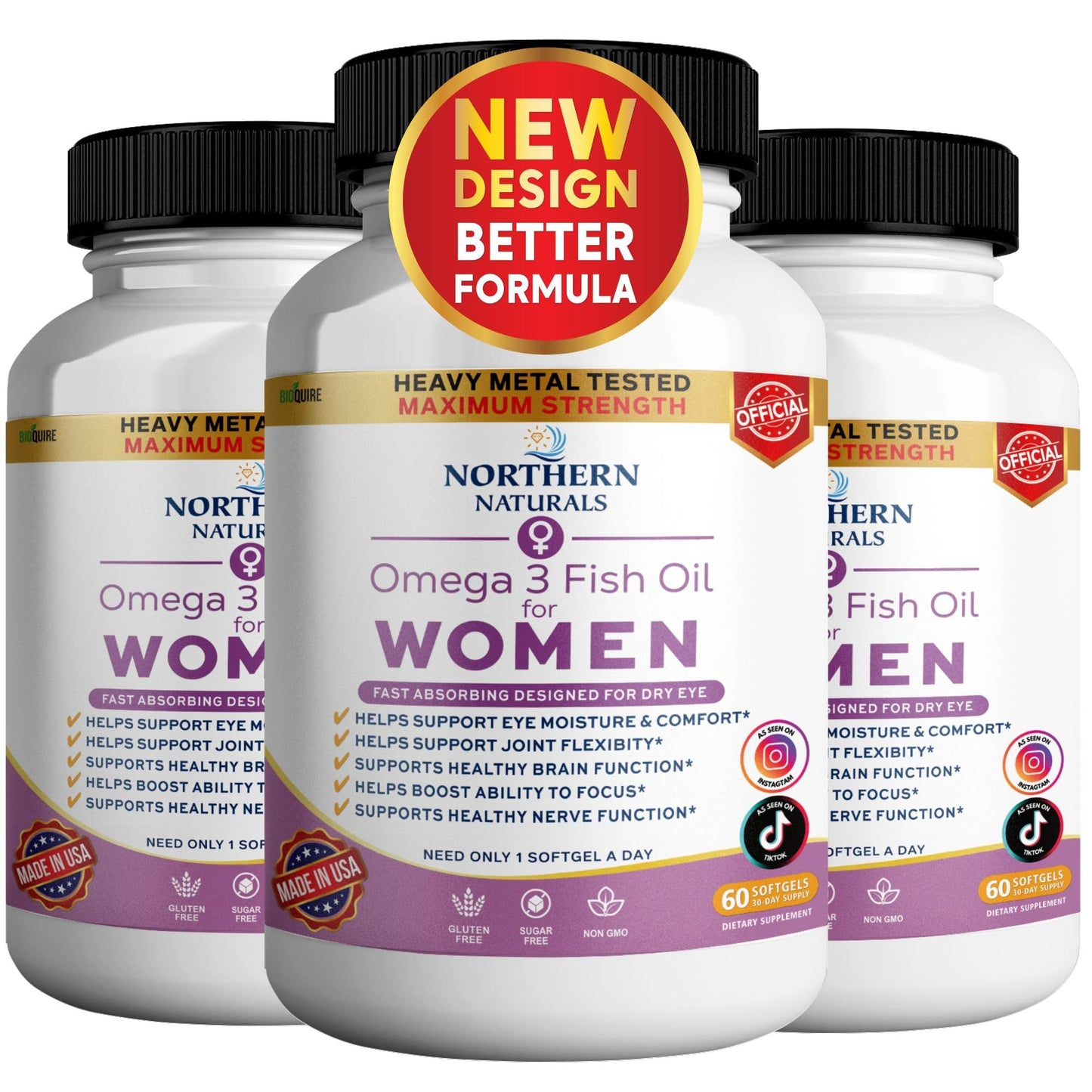 BIOQUIRE Omega 3 Fish Oil for Women 720mg Capsule, 60 Capsules