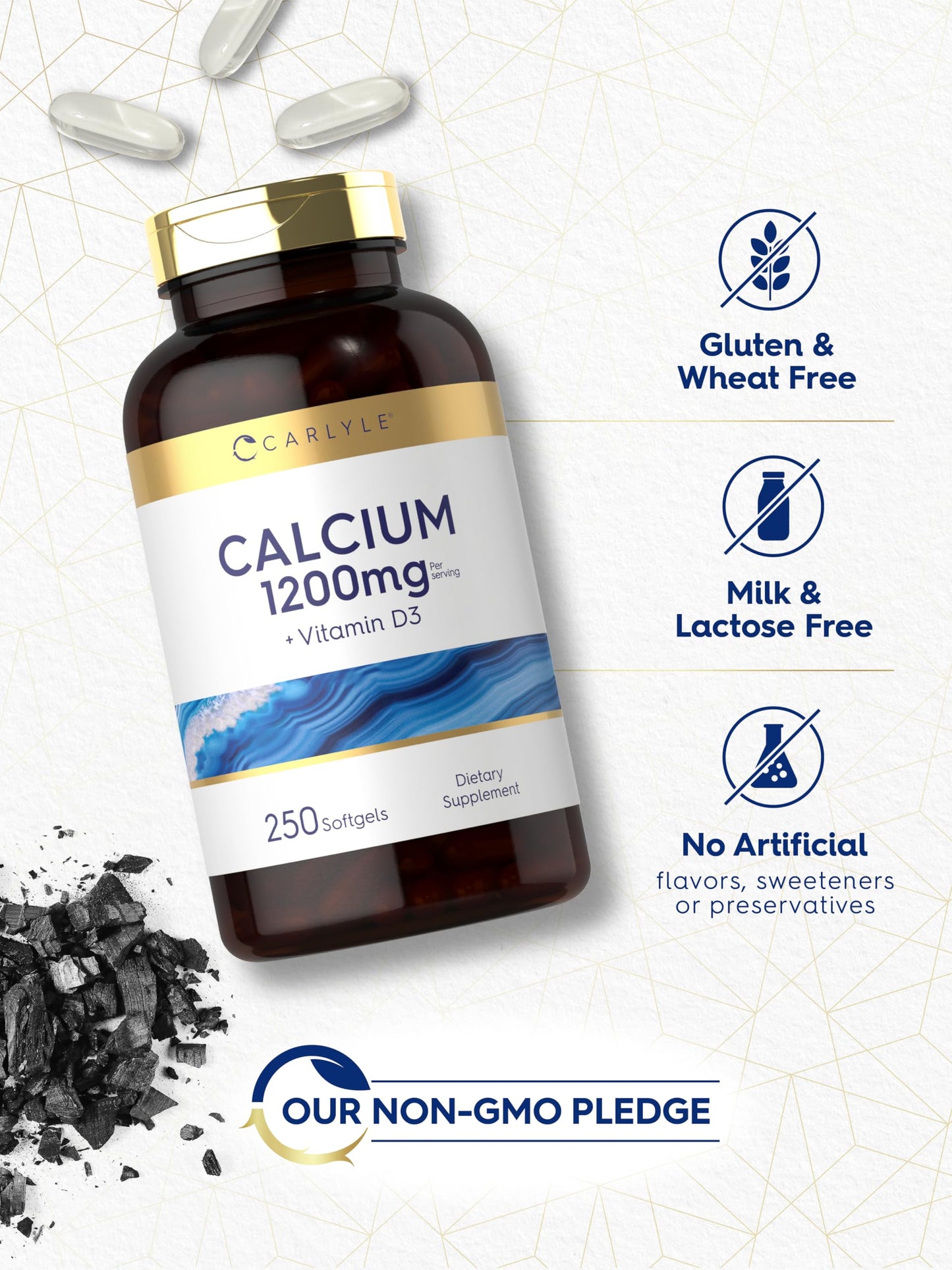 Carlyle Calcium 1200 mg with Vitamin D3 Softgels 250