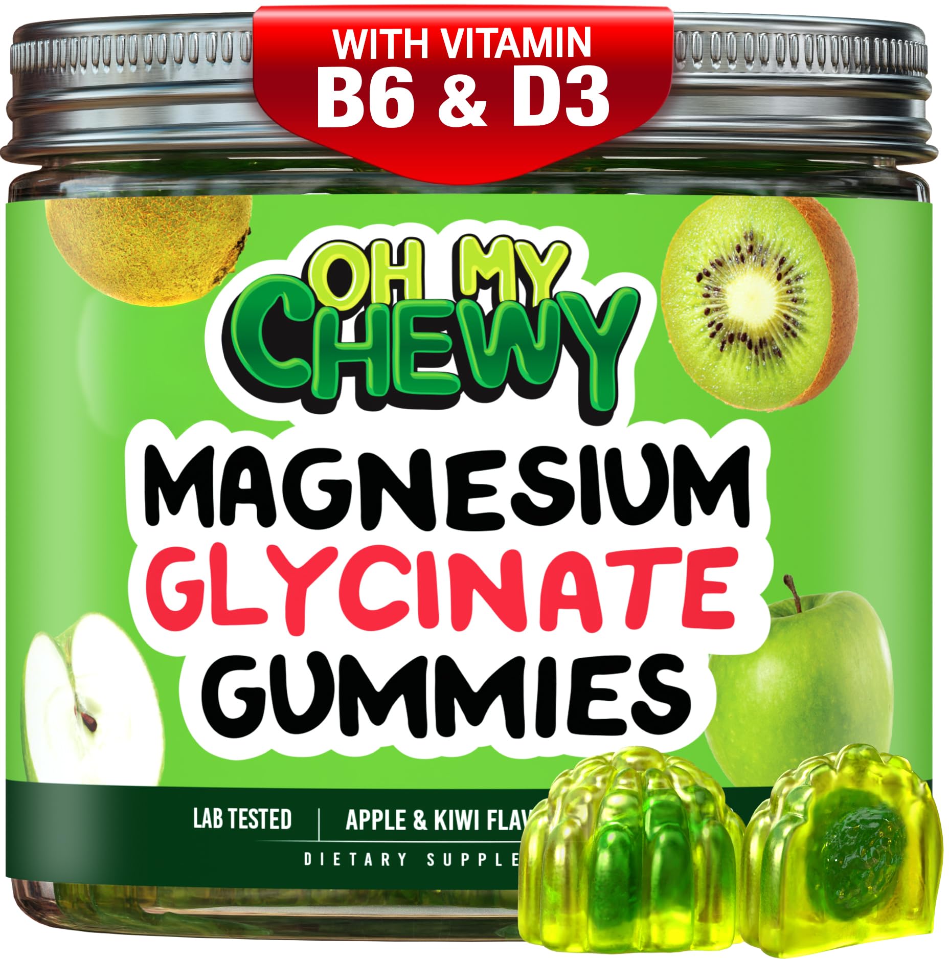 OH MY CHEWY Center-Filled Magnesium Glycinate Gummies 400MG, 120 Count