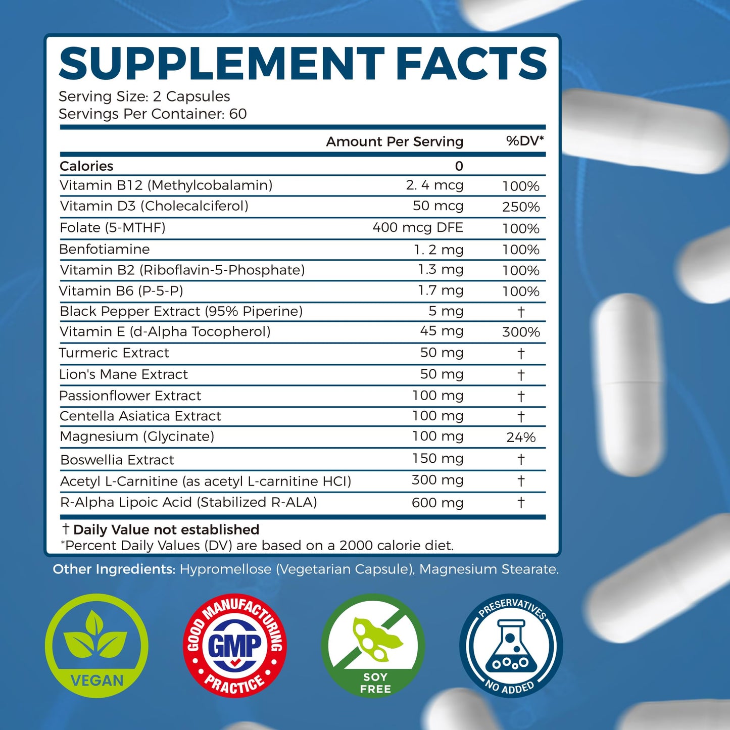 Colivigor R-Alpha Lipoic Acid 600mg Neuropathy Supplements Capsules 120