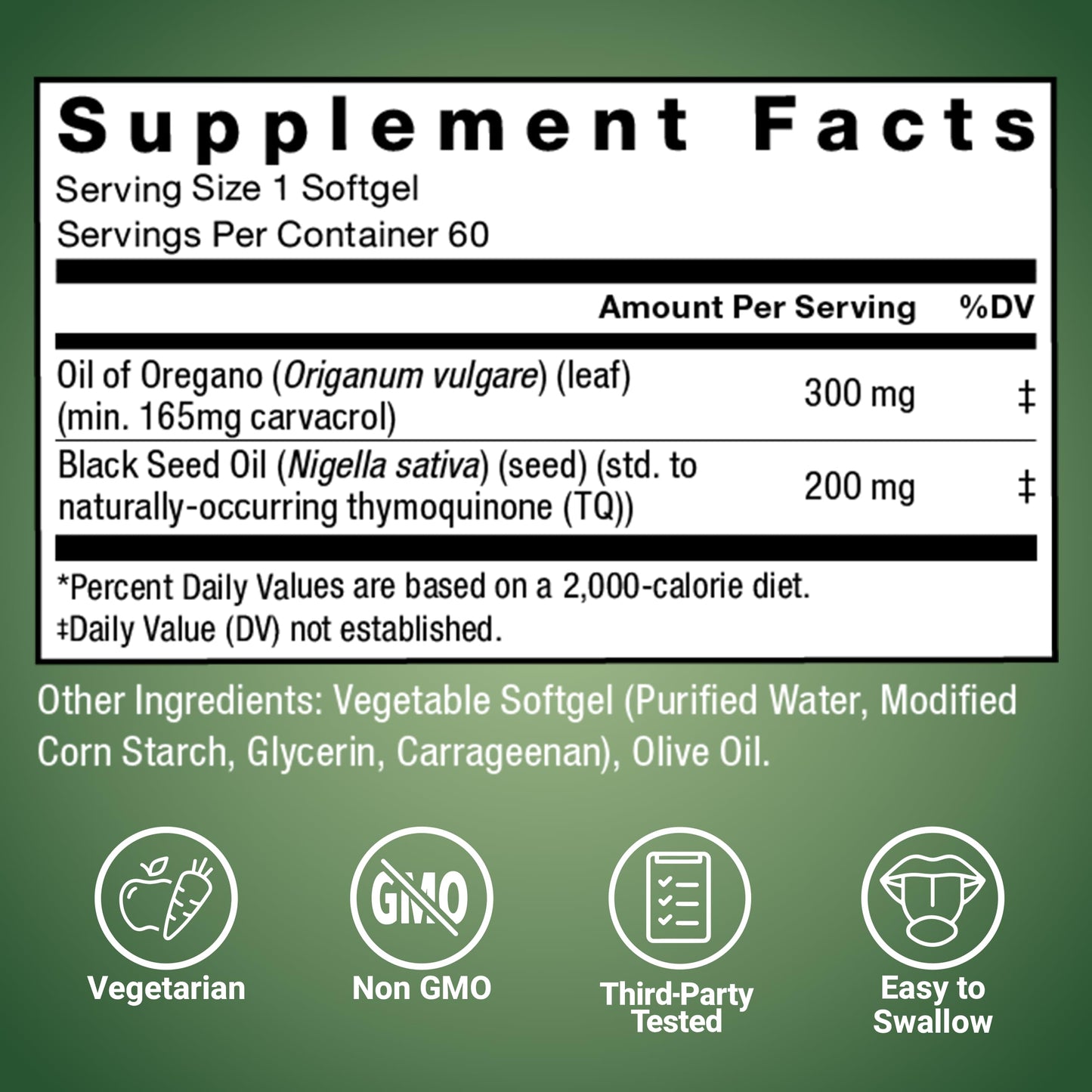 Force Factor Oil of Oregano with Black Seed Oil Softgels 60