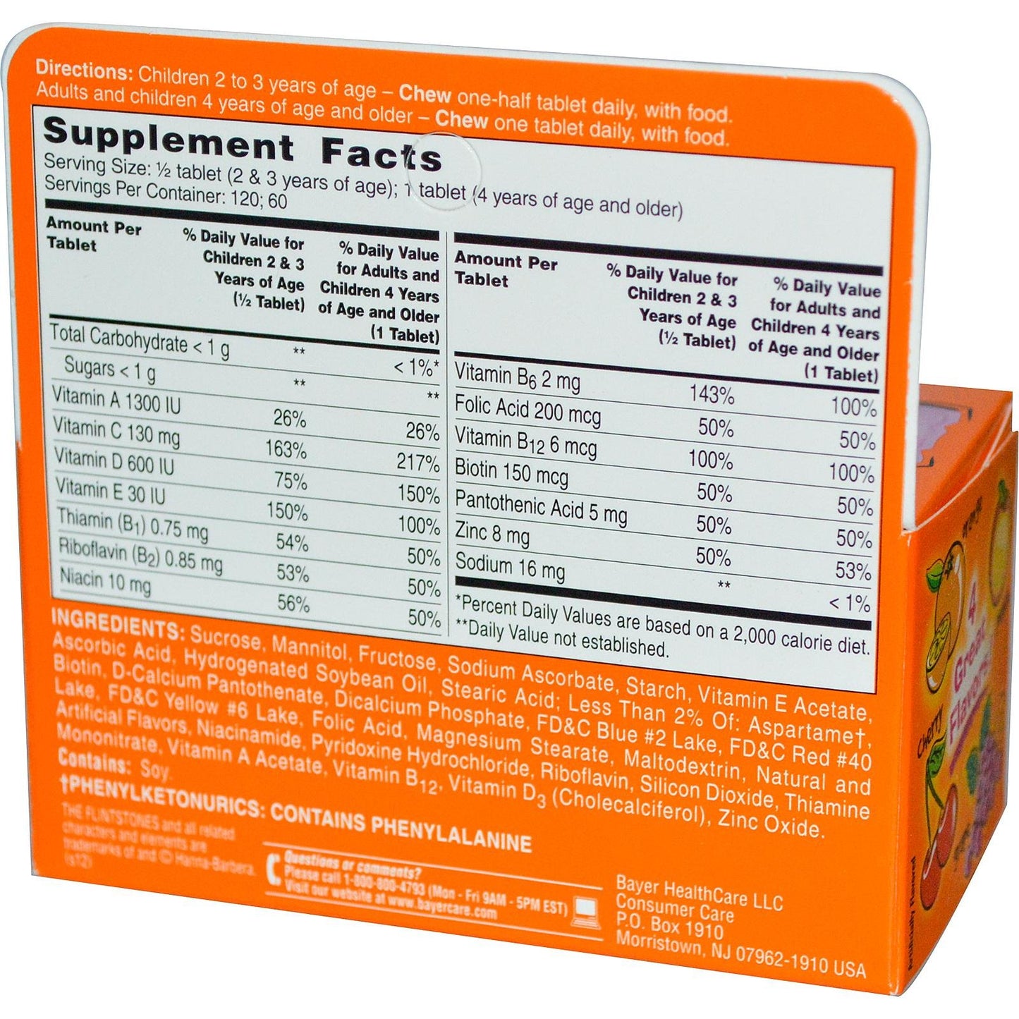 Flintstones Vitamins Children's Multivitamin Supplements Chewable Tablets 60 Count