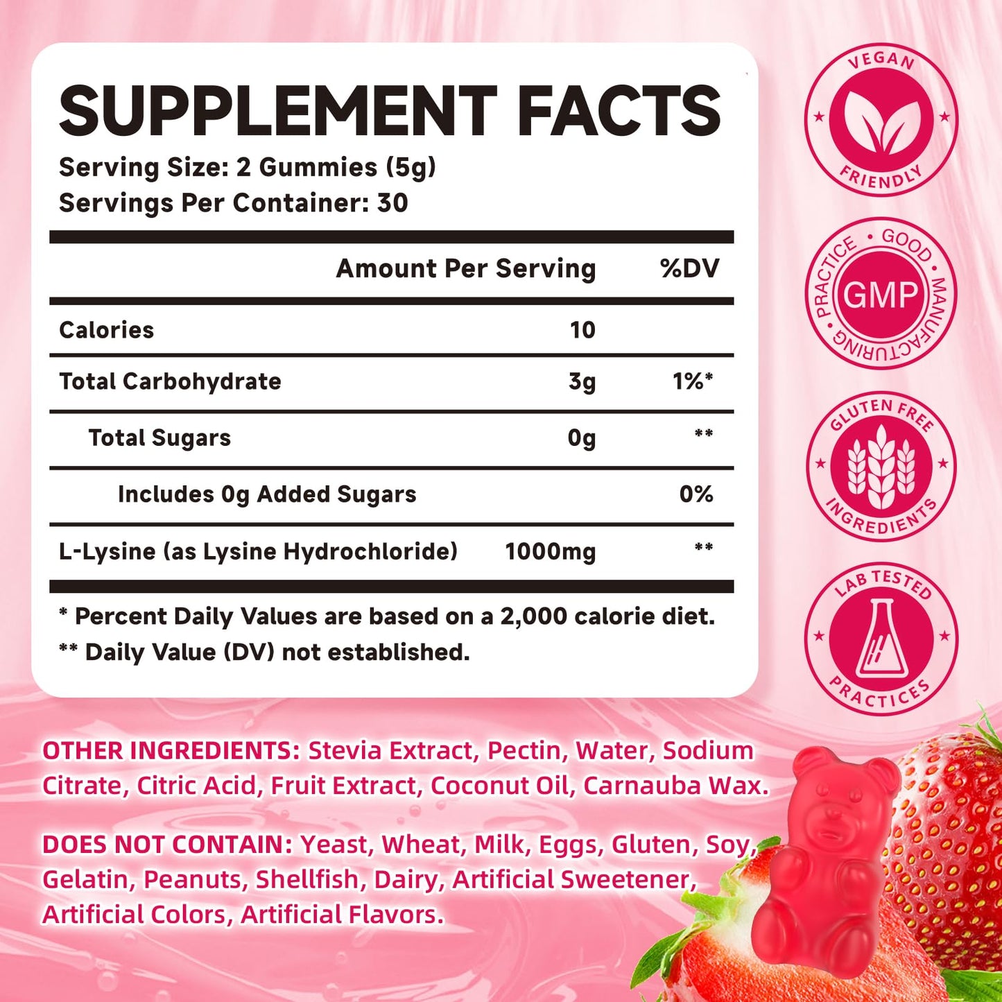 Mchokuu L-Lysine 1000mg Gummies, 60 Count
