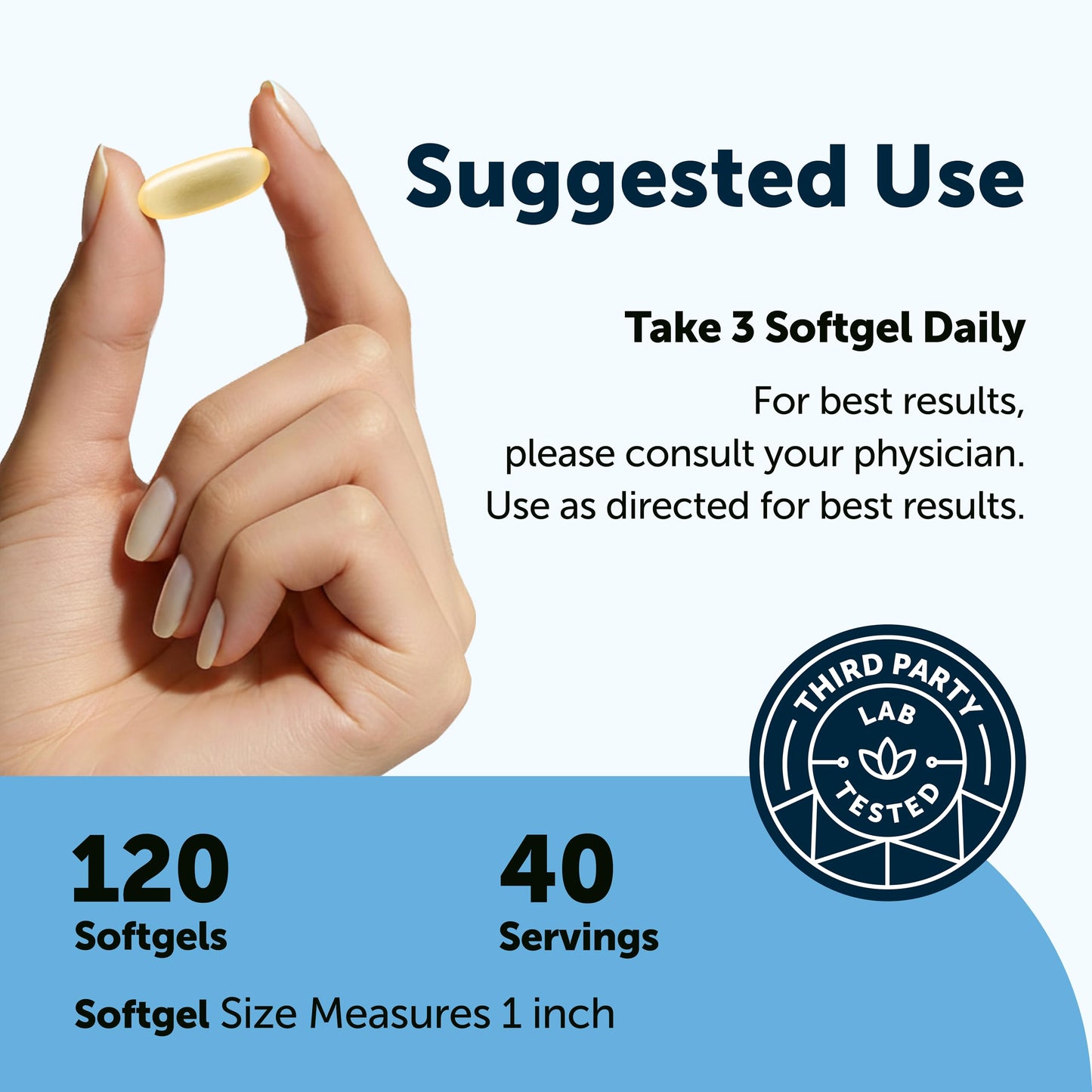 Micro Ingredients Omega-3 Fish Oil Supplements Softgels 120 Count