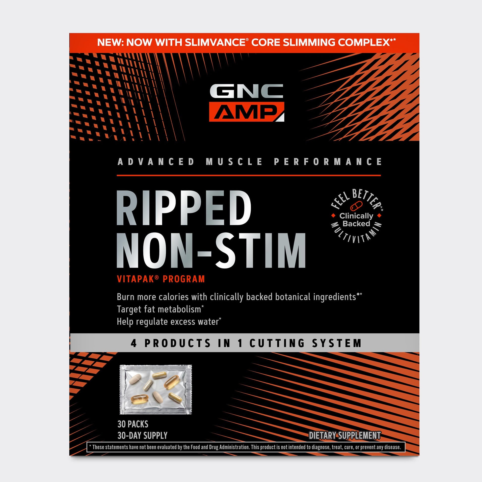 GNC AMP Ripped Non-Stim Vitapak Capsules, 30 Count